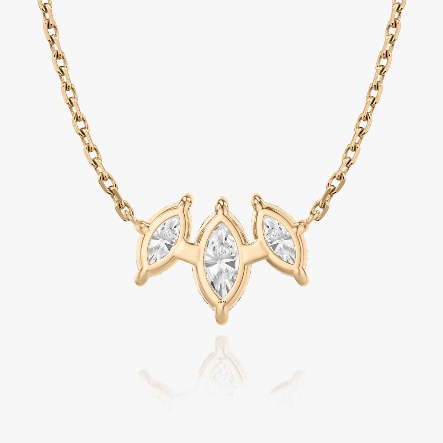 Arc Necklace | Marquise | 14k | Rose Gold | diamondCount: 3 | diamondSize: large | chainLength: 16-18