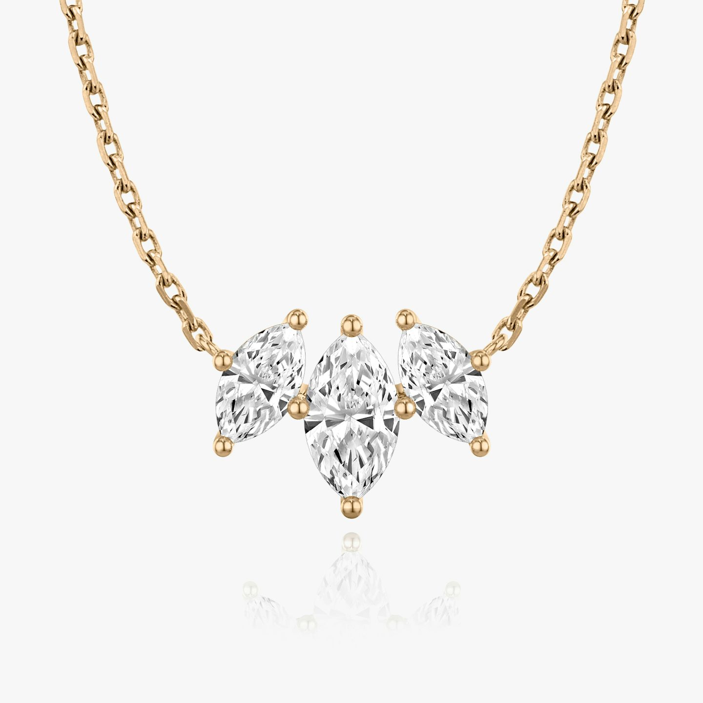 Collar Arc | Marquise | 14k | Oro rosa | diamondCount: 3 | diamondSize: large | chainLength: 16-18