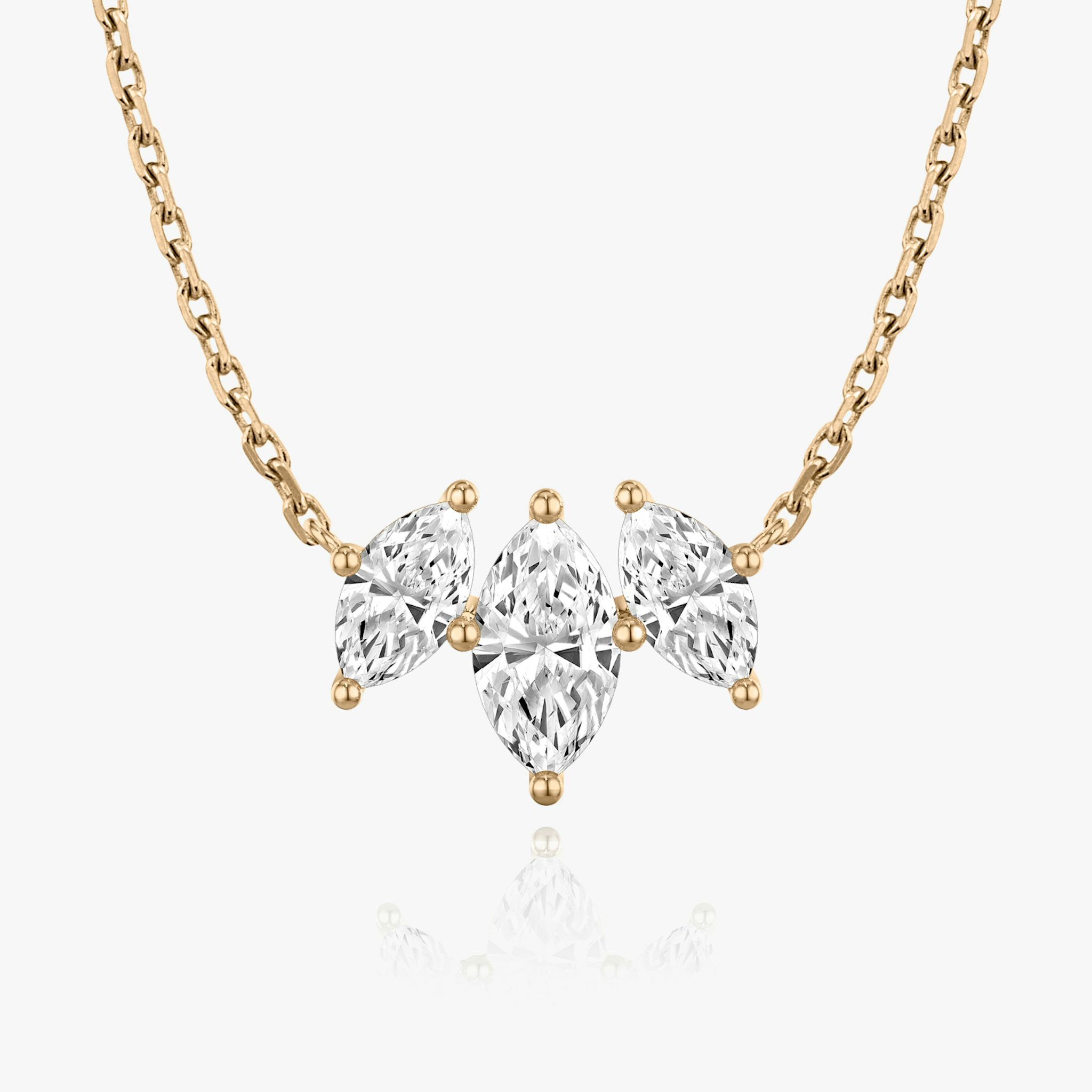 Arc Necklace | Marquise | 14k | Rose Gold | diamondCount: 3 | diamondSize: large | chainLength: 16-18