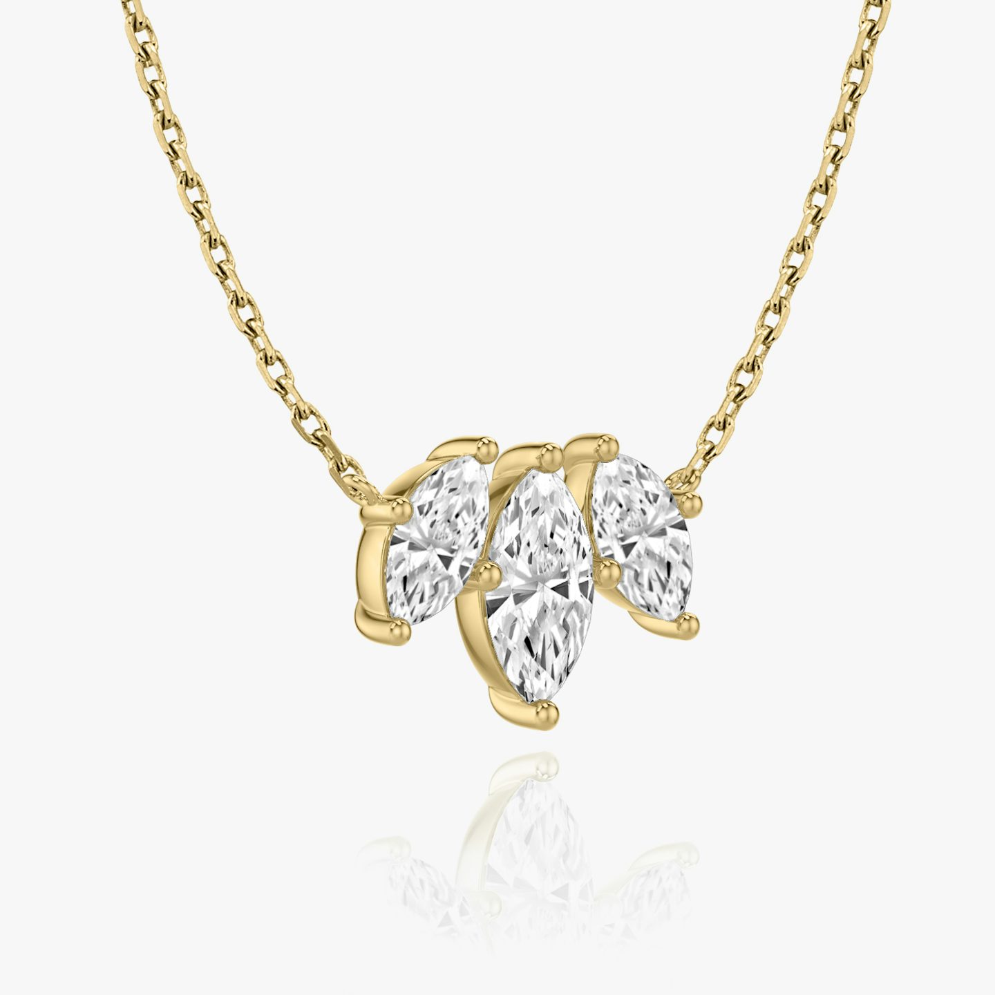 Arc Necklace | Marquise | 14k | Yellow Gold | diamondCount: 3 | diamondSize: large | chainLength: 16-18