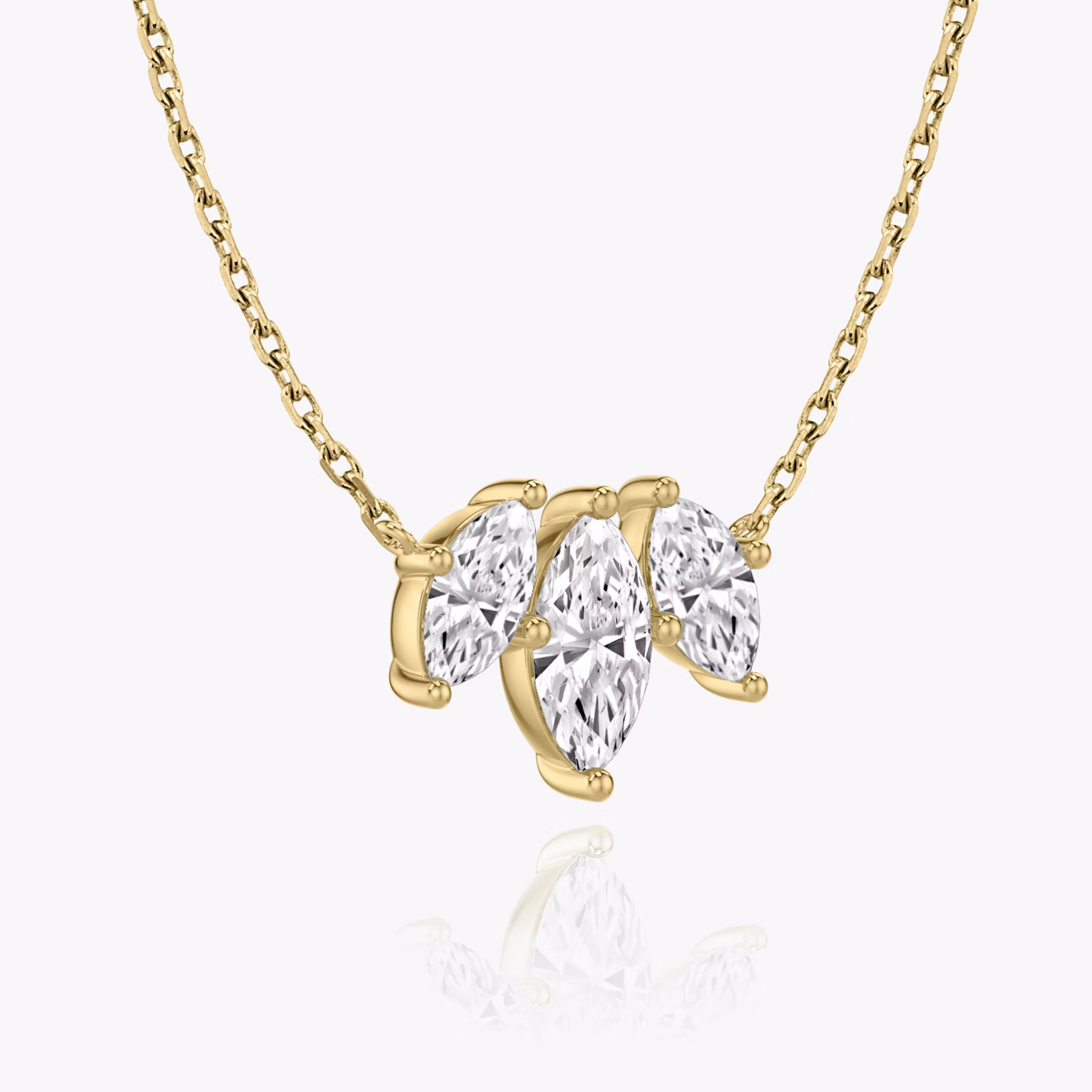 Arc Necklace | Marquise | 14k | Yellow Gold | diamondCount: 3 | diamondSize: large | chainLength: 16-18