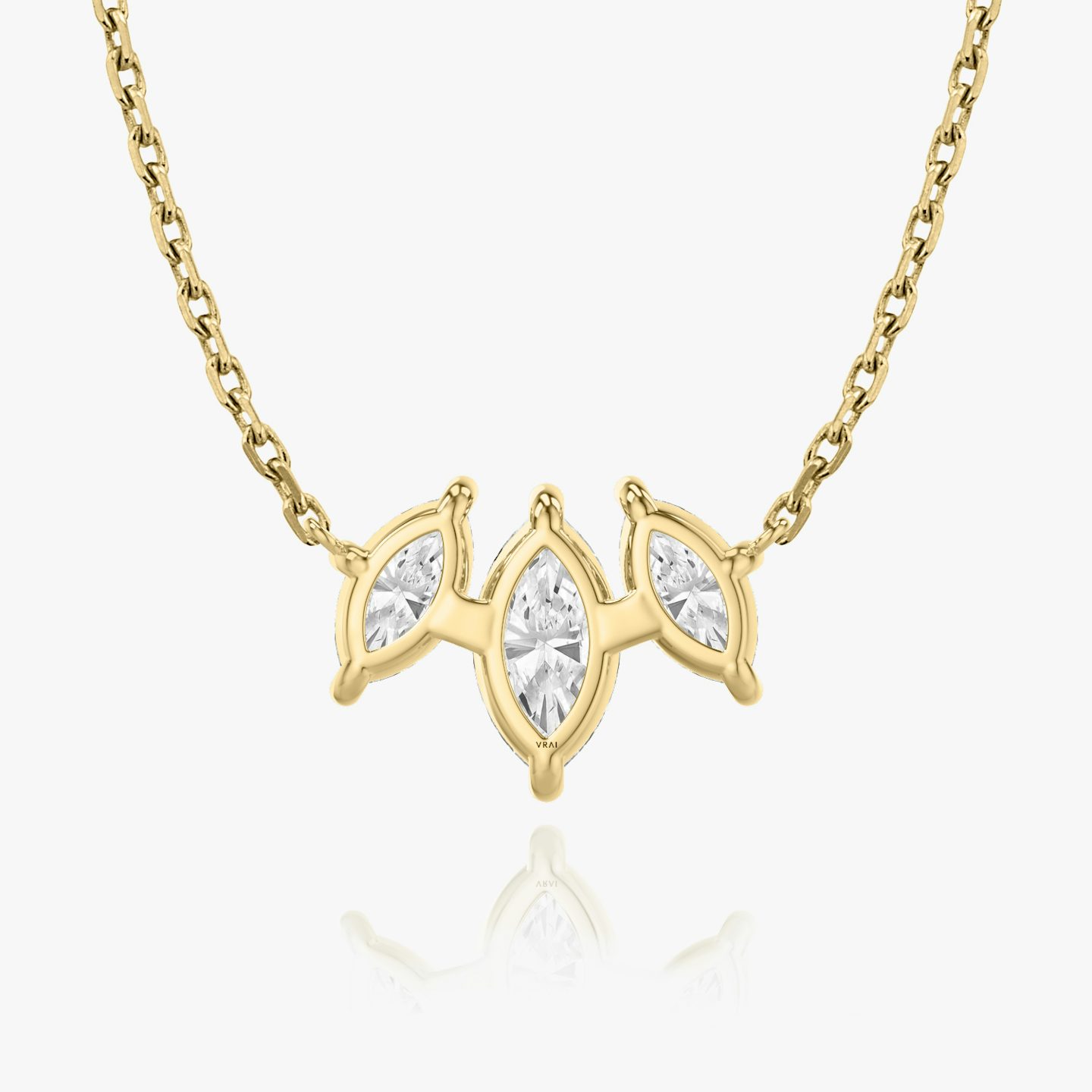 Collar Arc | Marquise | 14k | Oro amarillo | diamondCount: 3 | diamondSize: large | chainLength: 16-18