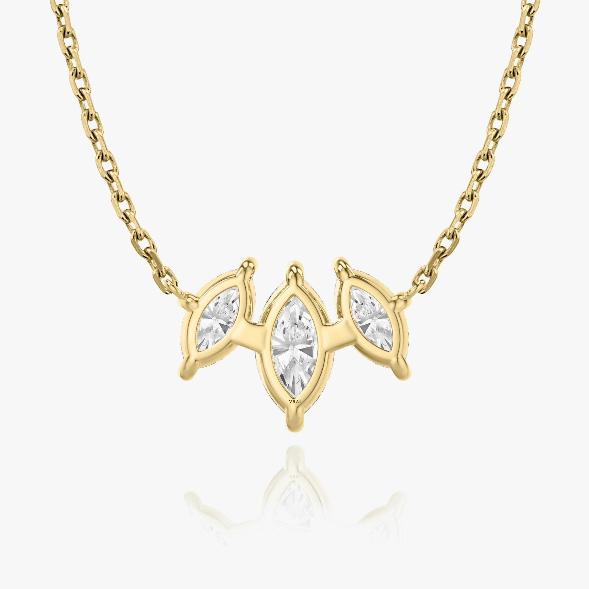 Arc Necklace | Marquise | 14k | Yellow Gold | diamondCount: 3 | diamondSize: large | chainLength: 16-18