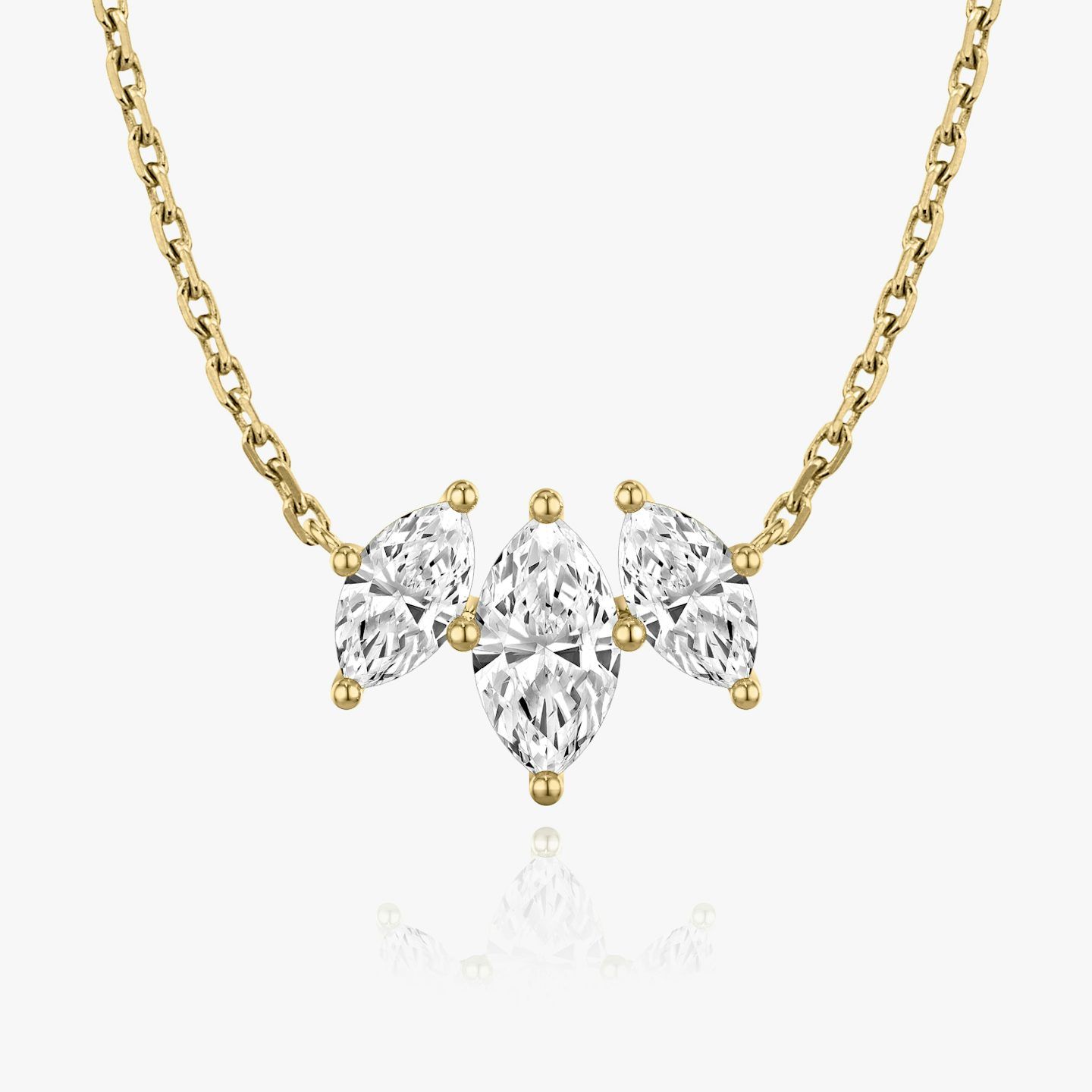 Collar Arc | Marquise | 14k | Oro amarillo | diamondCount: 3 | diamondSize: large | chainLength: 16-18