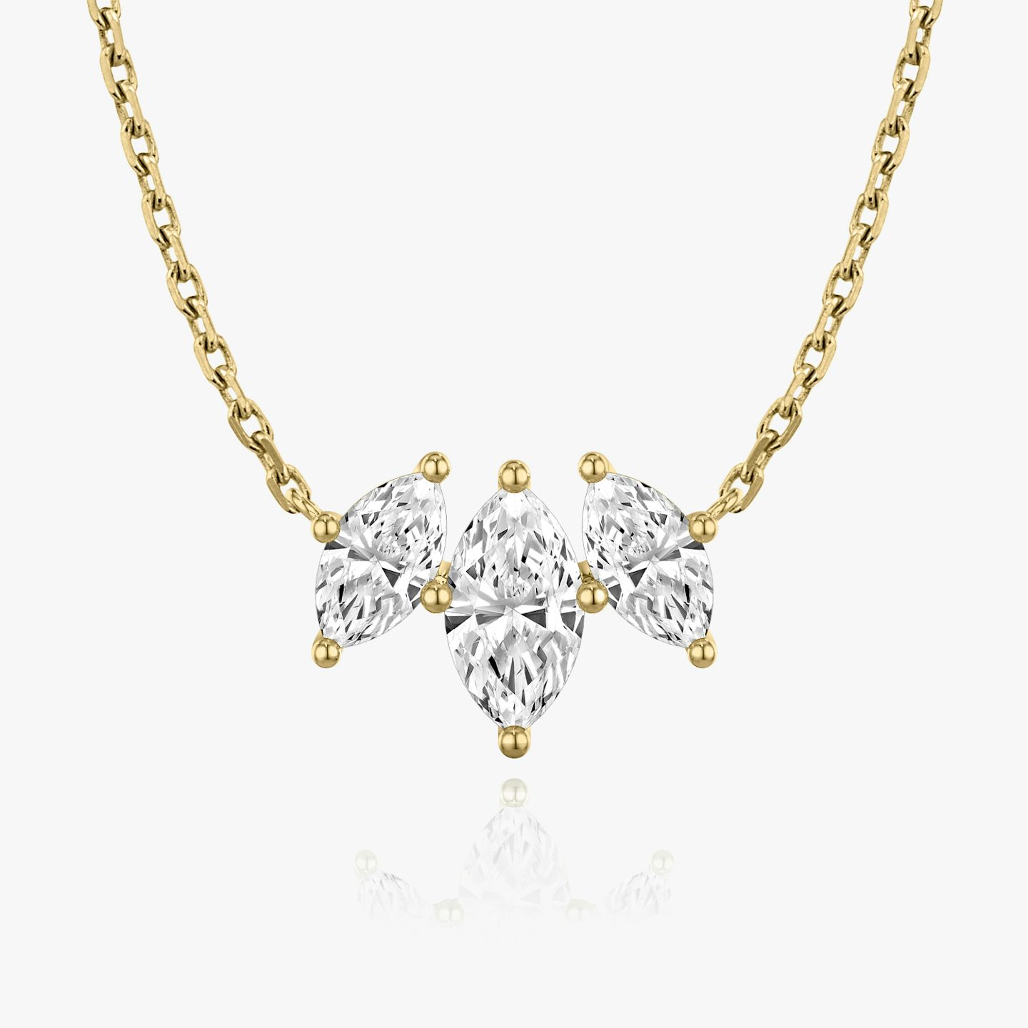 Arc Necklace | Marquise | 14k | Yellow Gold | diamondCount: 3 | diamondSize: large | chainLength: 16-18