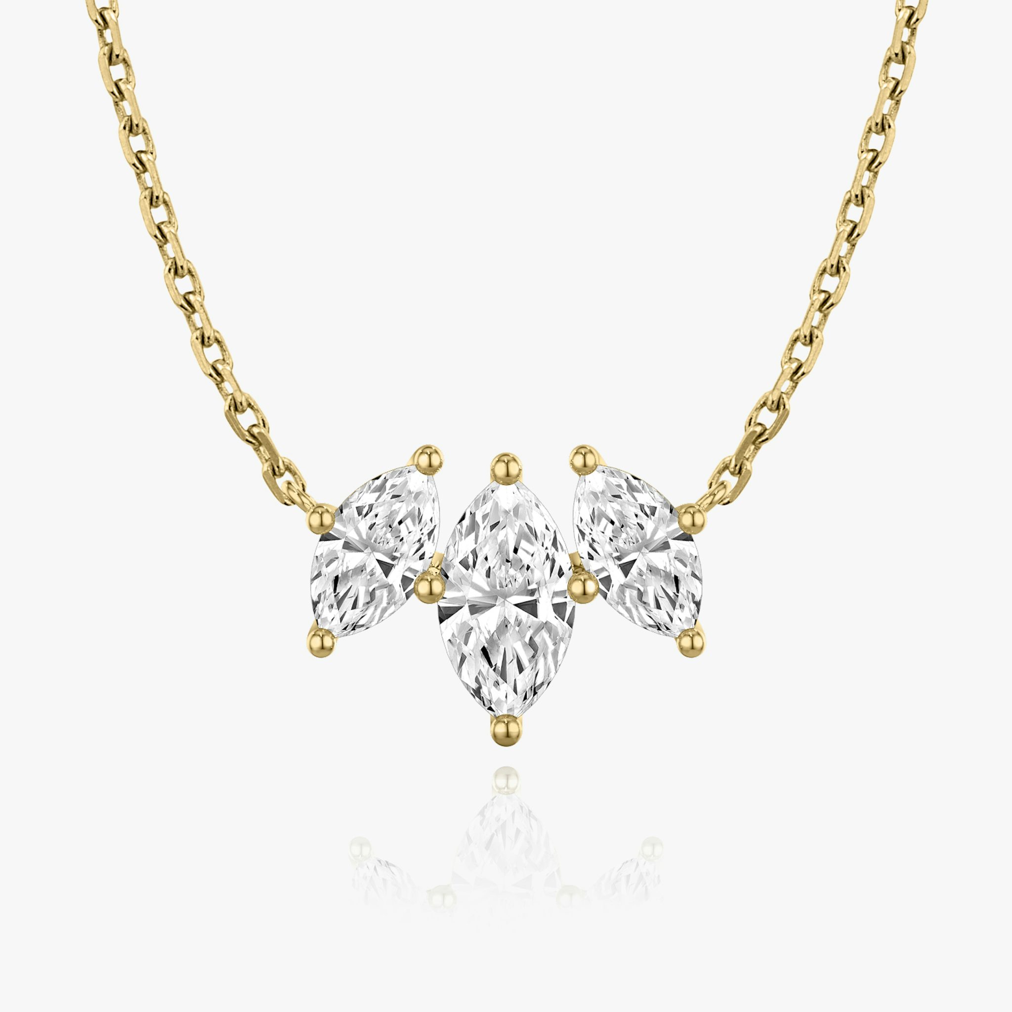 Arc Necklace | Marquise | 14k | Yellow Gold | diamondCount: 3 | diamondSize: large | chainLength: 16-18