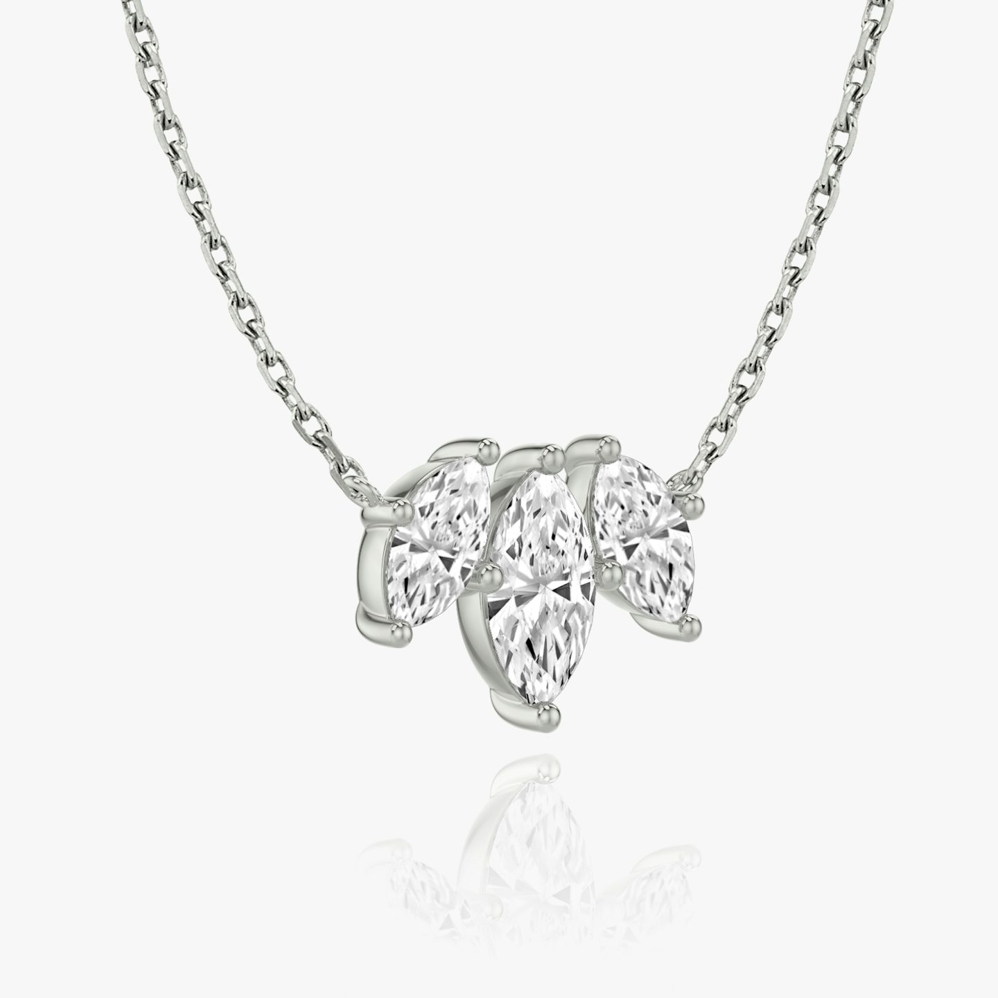 Collar Arc | Marquise | 14k | Oro blanco | diamondCount: 3 | diamondSize: large | chainLength: 16-18