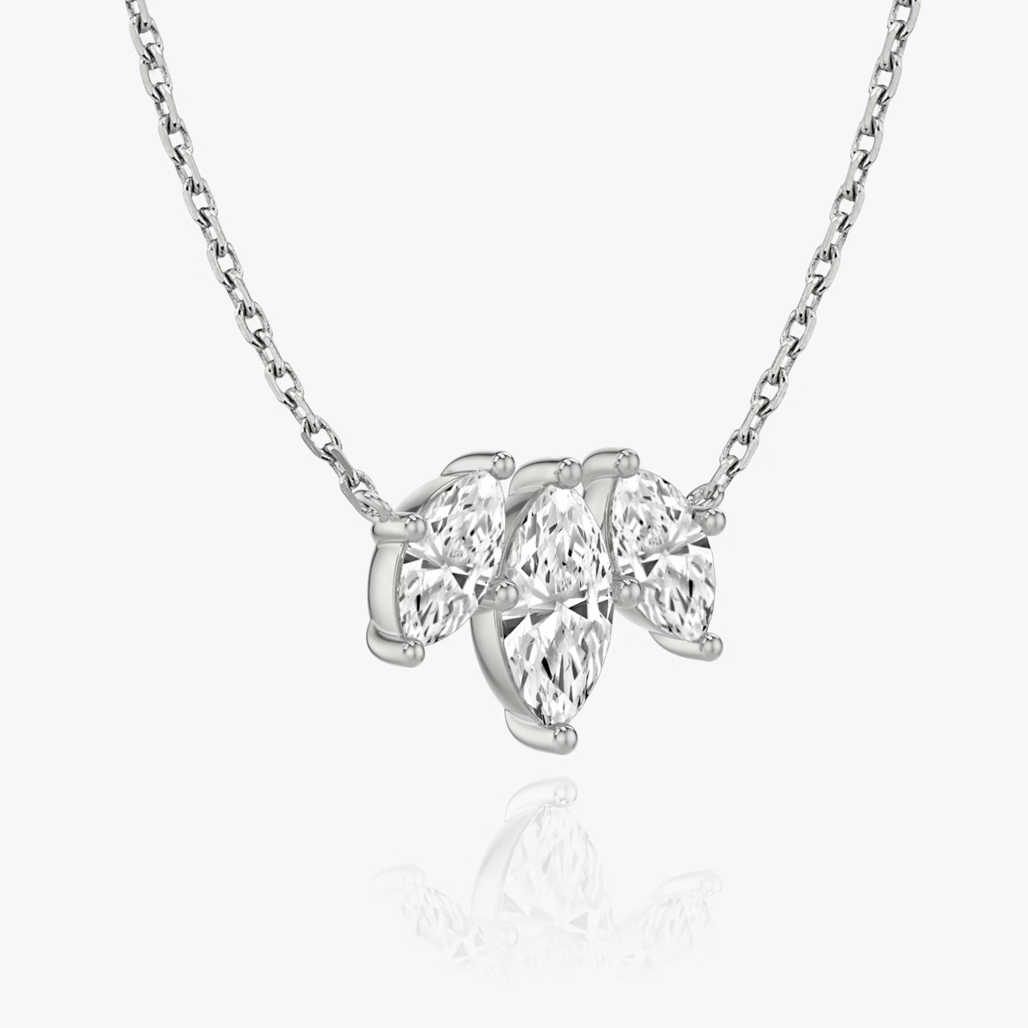 Arc Necklace | Marquise | 14k | White Gold | diamondCount: 3 | diamondSize: large | chainLength: 16-18