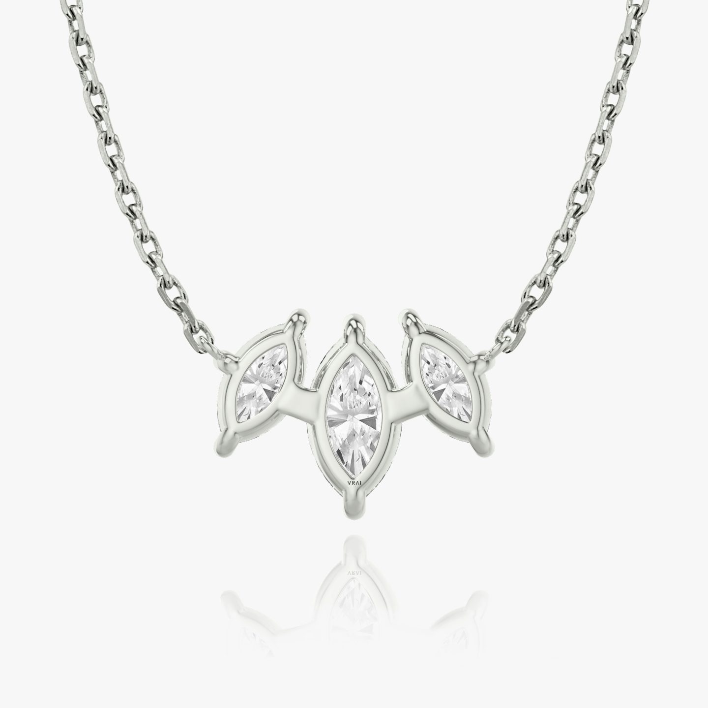 Collar Arc | Marquise | 14k | Oro blanco | diamondCount: 3 | diamondSize: large | chainLength: 16-18