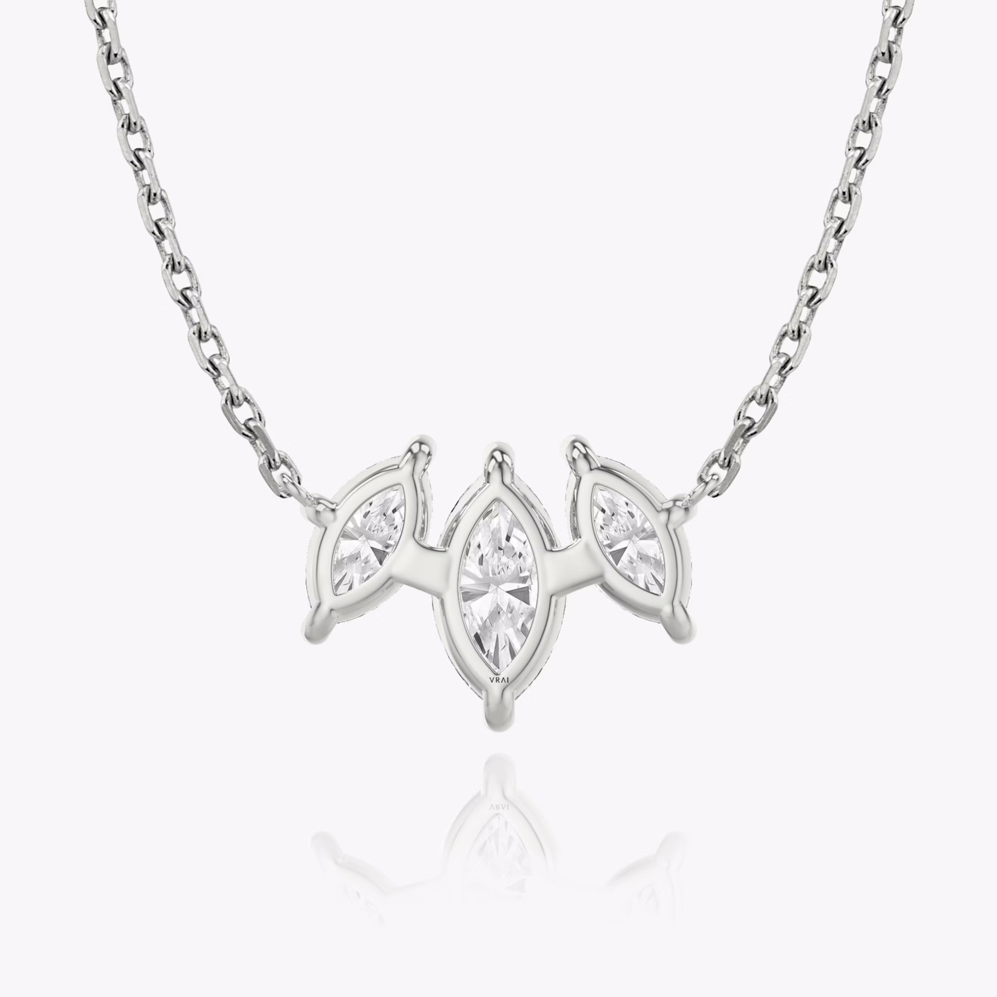 Arc Necklace | Marquise | 14k | White Gold | diamondCount: 3 | diamondSize: large | chainLength: 16-18