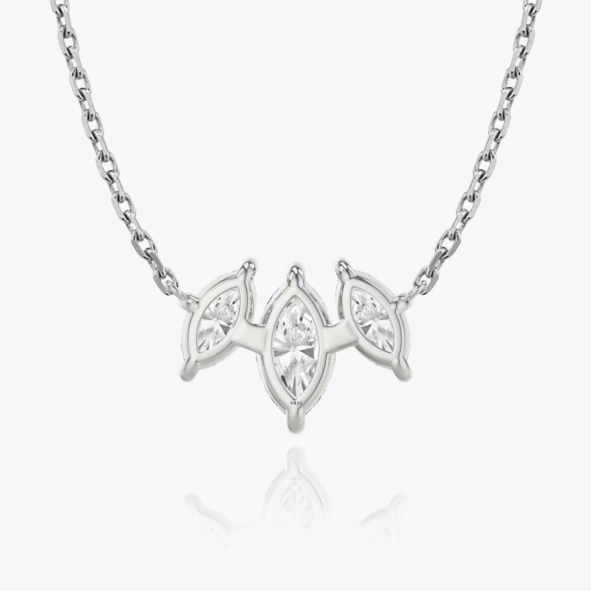 Arc Necklace | Marquise | 14k | White Gold | diamondCount: 3 | diamondSize: large | chainLength: 16-18