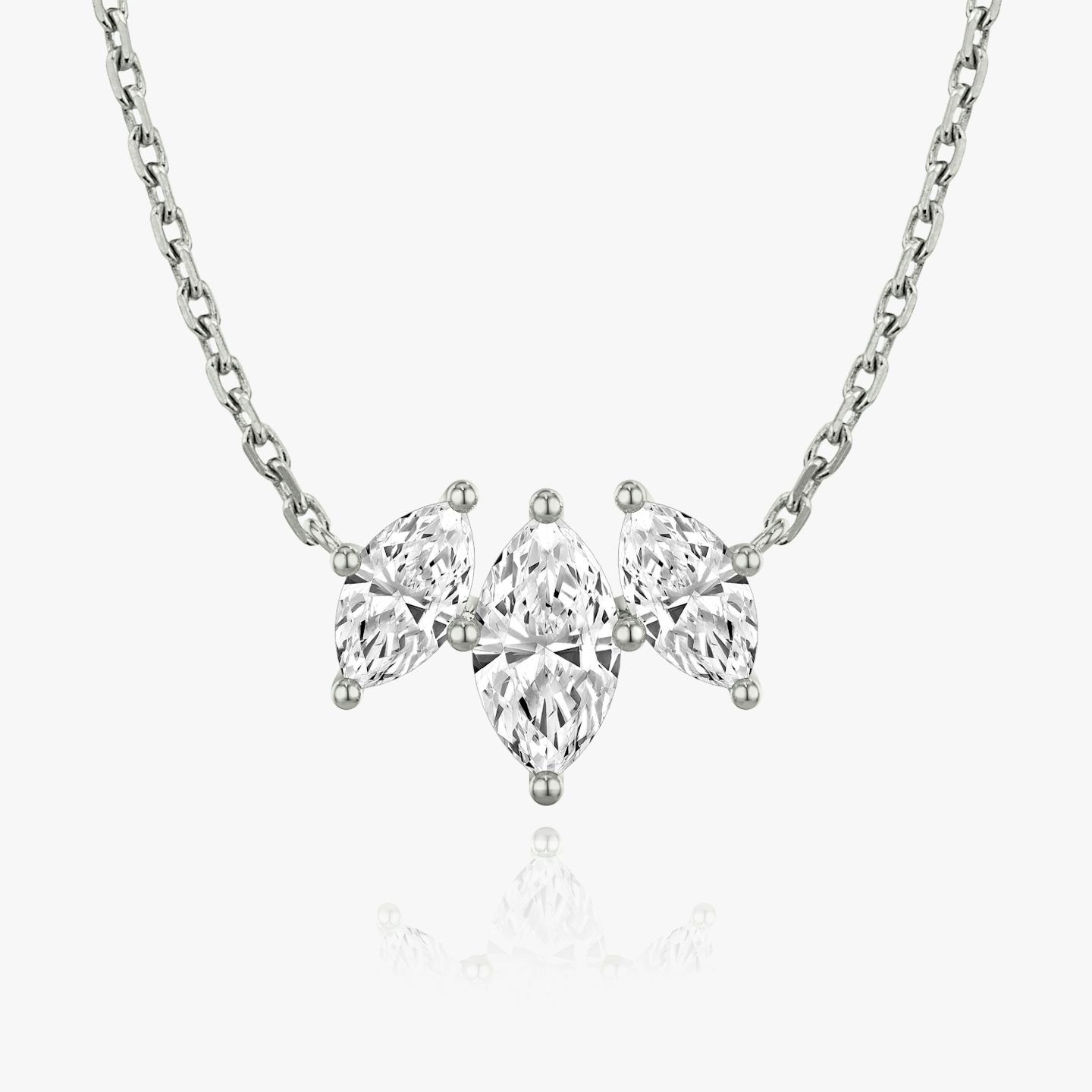 Collier Arc | Marquise | 14k | Or blanc | diamondCount: 3 | diamondSize: large | chainLength: 16-18