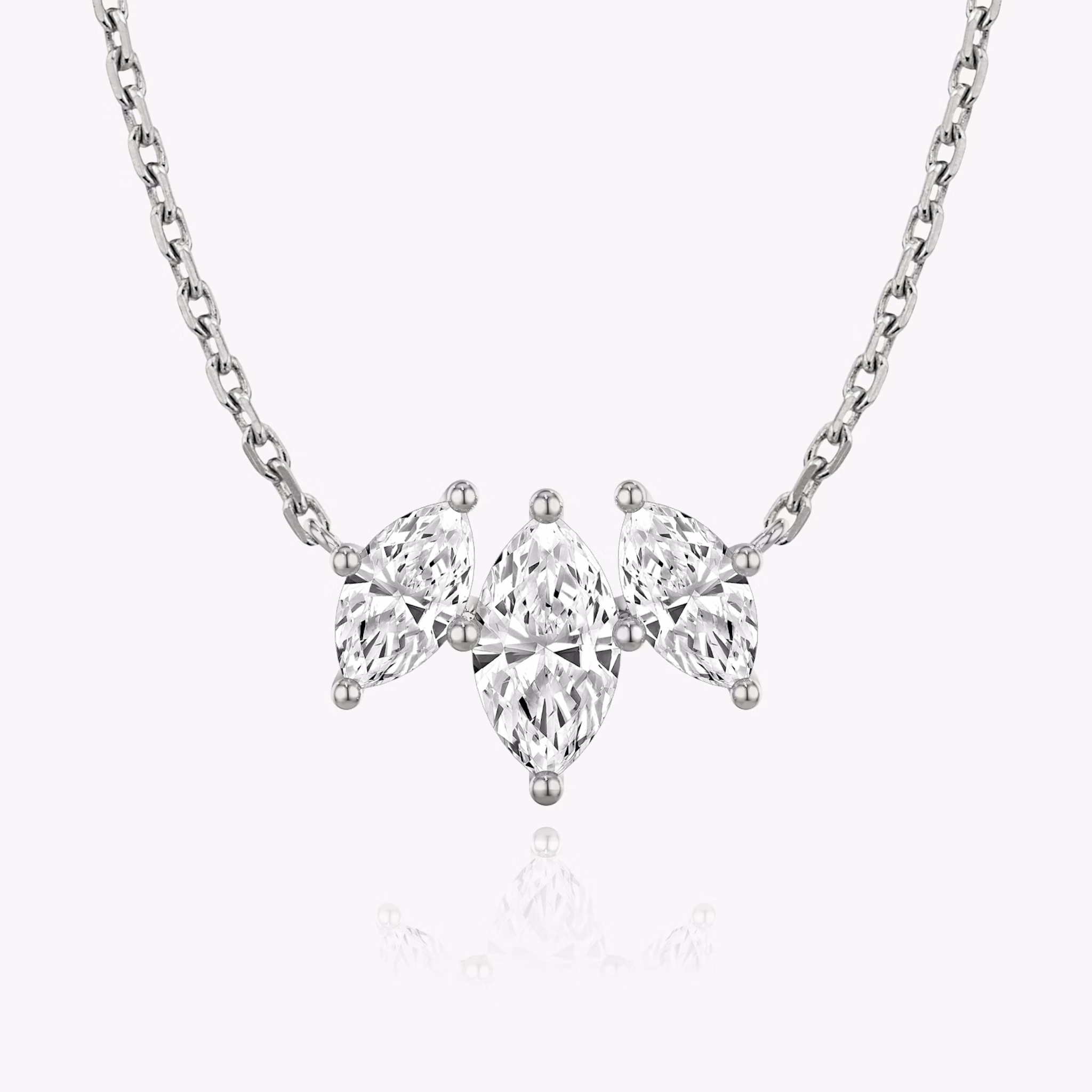 Arc Necklace | Marquise | 14k | White Gold | diamondCount: 3 | diamondSize: large | chainLength: 16-18