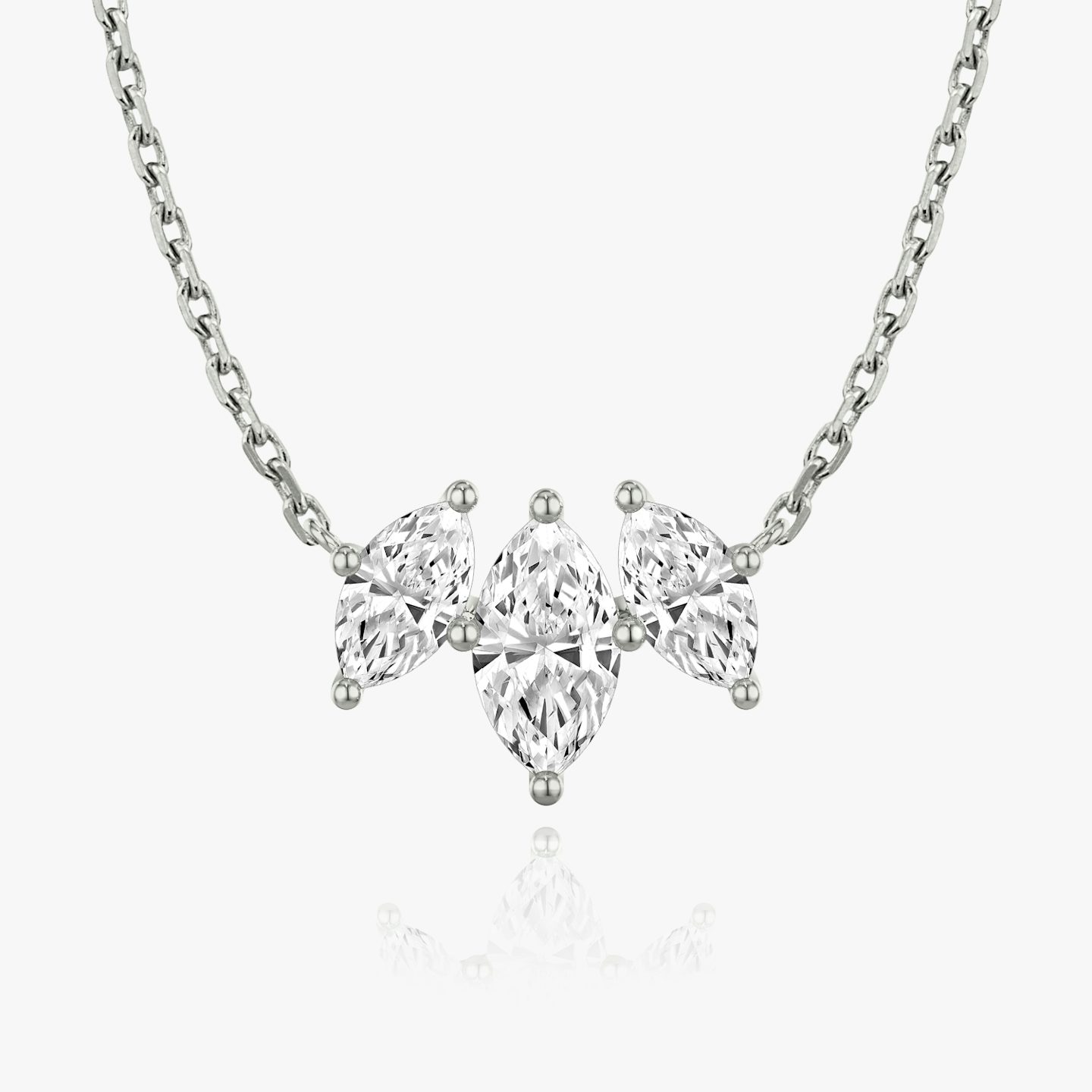 Arc Necklace | Marquise | 14k | White Gold | diamondCount: 3 | diamondSize: large | chainLength: 16-18