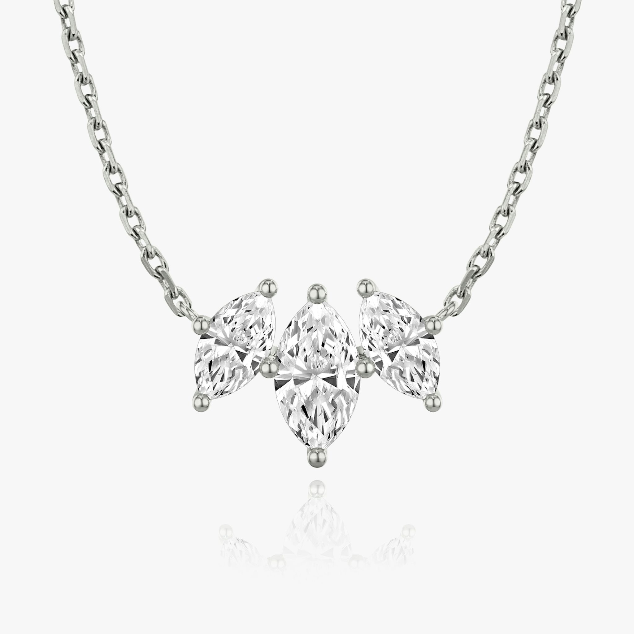 Arc Necklace | Marquise | 14k | White Gold | diamondCount: 3 | diamondSize: large | chainLength: 16-18