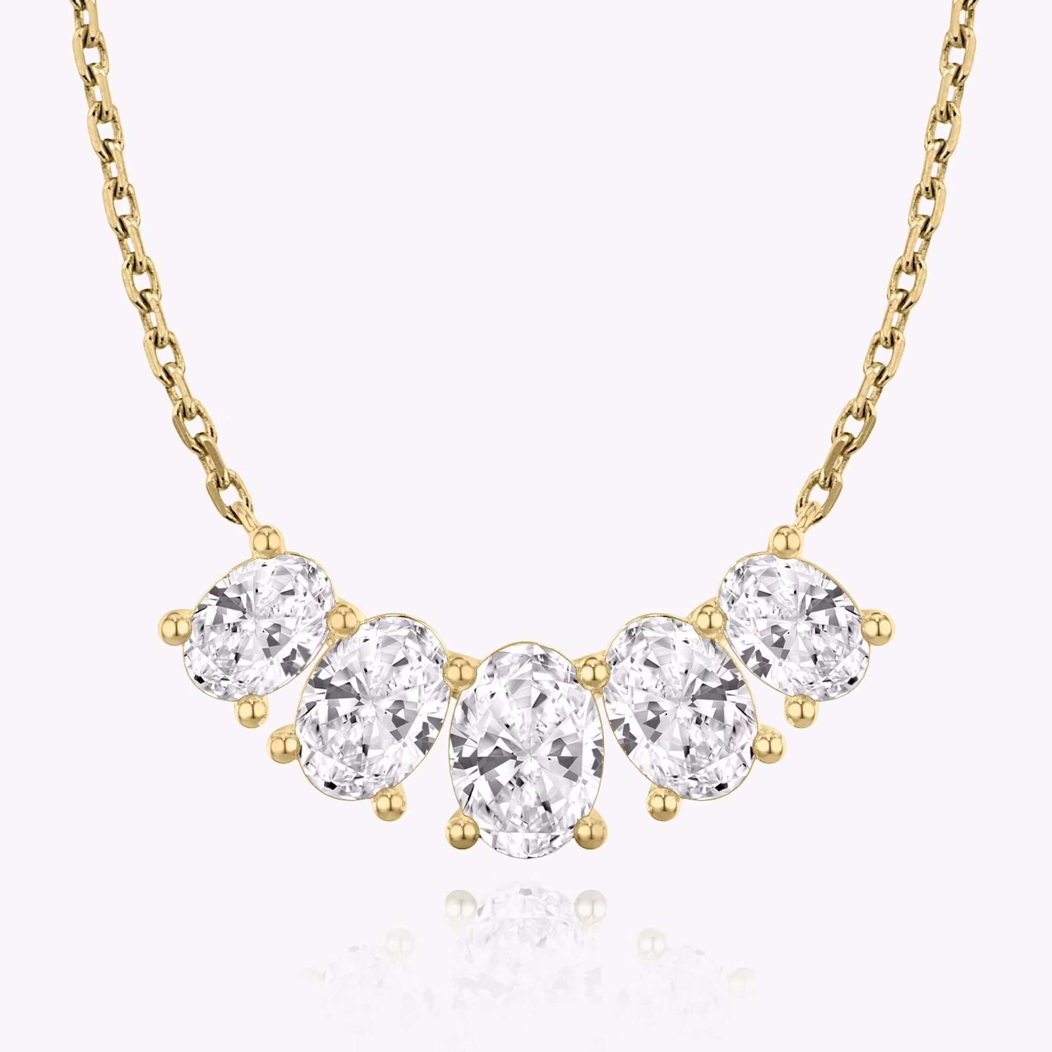 Arc Necklace | Oval | 14k | Yellow Gold | diamondCount: 5 | diamondSize: large | chainLength: 16-18