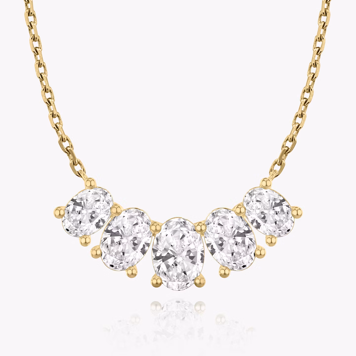 Arc Necklace | Oval | 14k | Yellow Gold | diamondCount: 5 | diamondSize: large | chainLength: 16-18