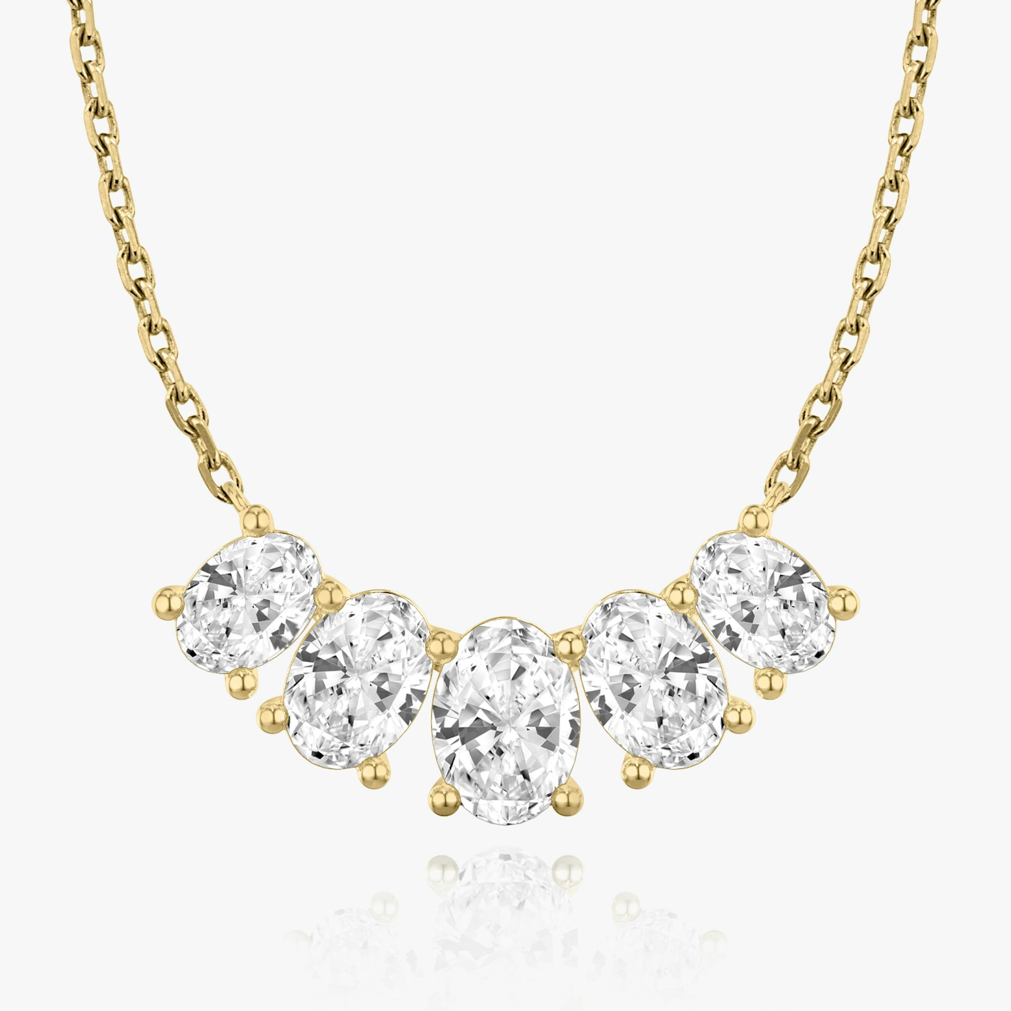 Arc Necklace | Oval | 14k | Yellow Gold | diamondCount: 5 | diamondSize: large | chainLength: 16-18