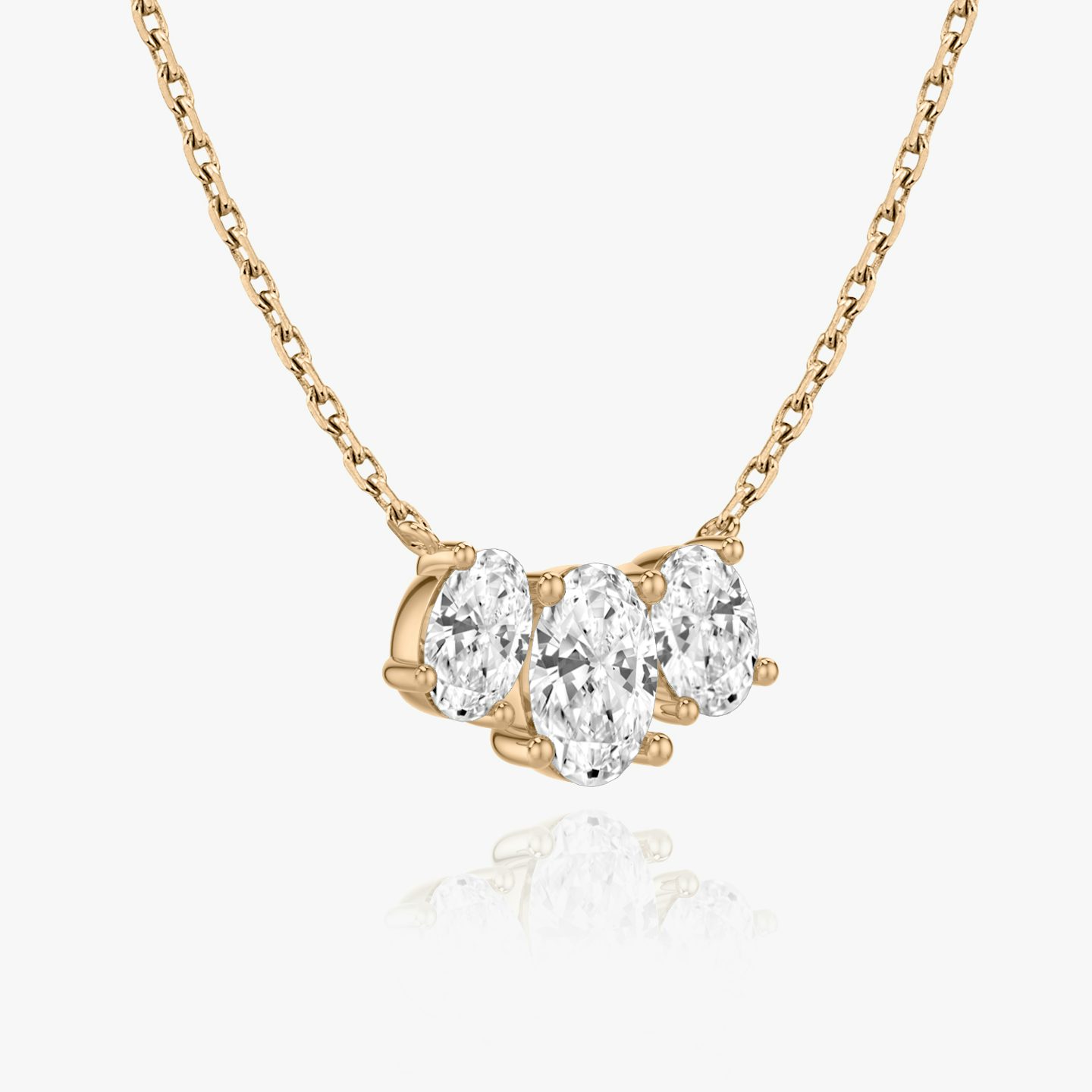 Arc Necklace | Oval | 14k | Rose Gold | diamondCount: 3 | diamondSize: large | chainLength: 16-18