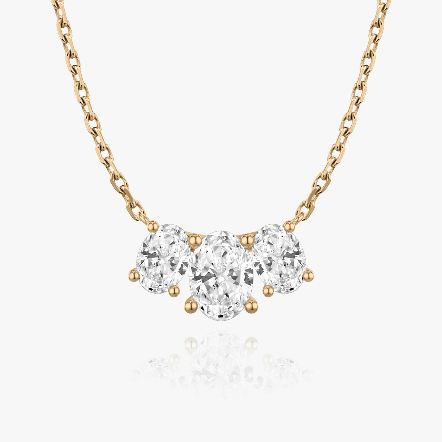 Arc Necklace | Oval | 14k | Rose Gold | diamondCount: 3 | diamondSize: large | chainLength: 16-18