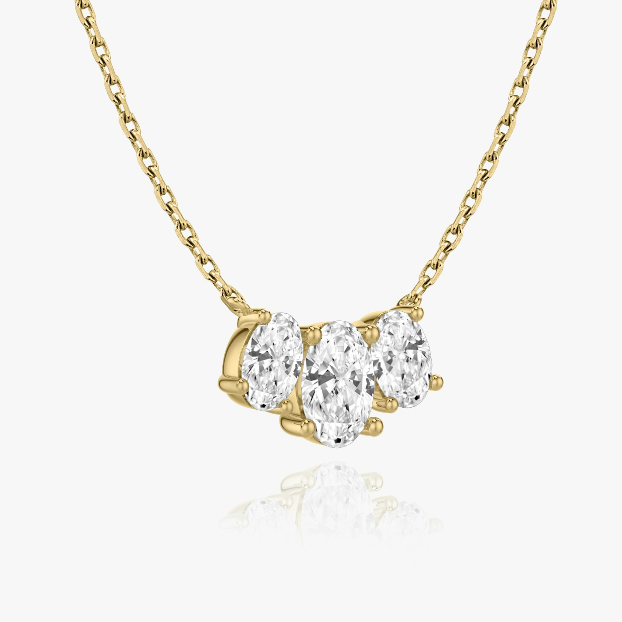 Arc Necklace | Oval | 14k | Yellow Gold | diamondCount: 3 | diamondSize: large | chainLength: 16-18