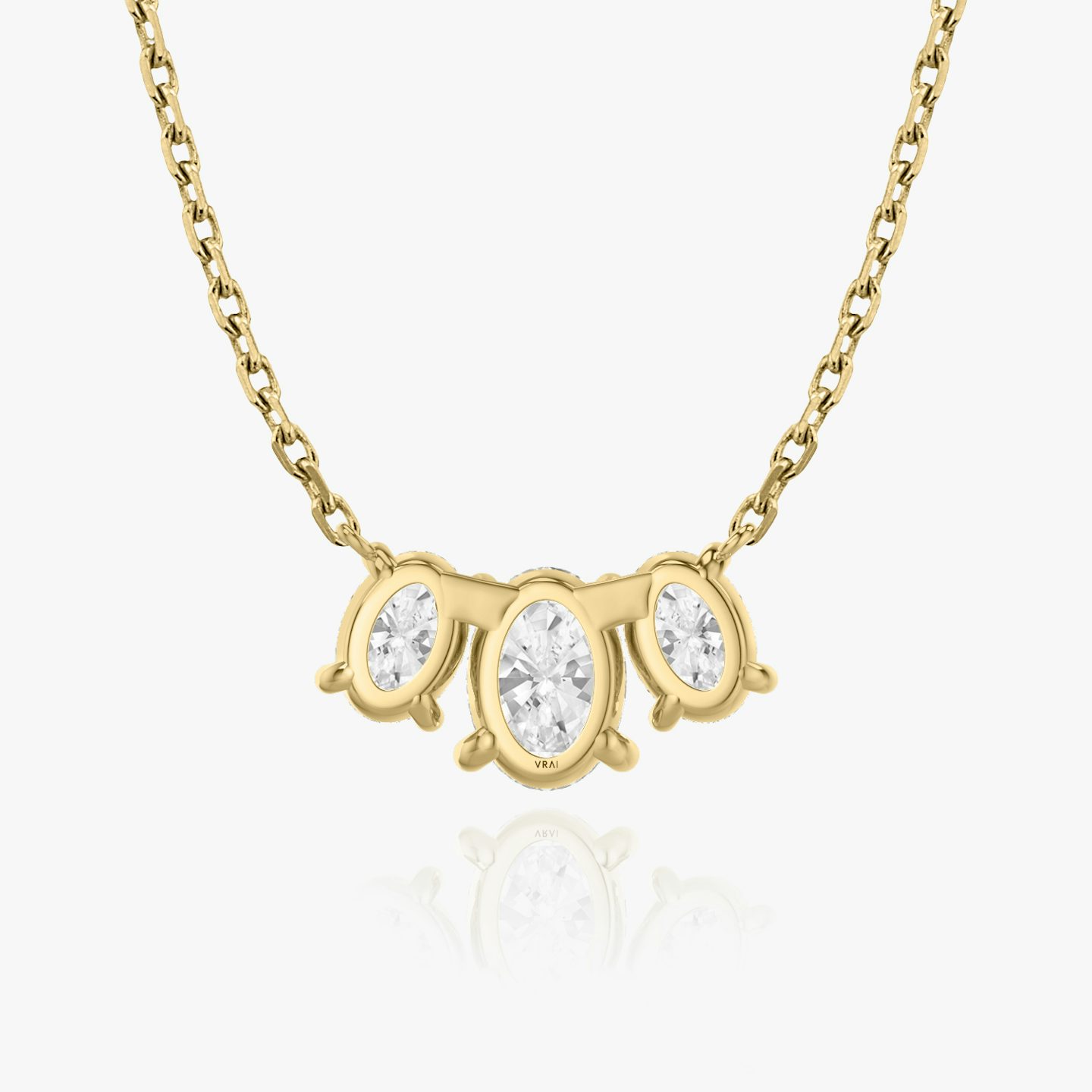 Arc Necklace | Oval | 14k | Yellow Gold | diamondCount: 3 | diamondSize: large | chainLength: 16-18