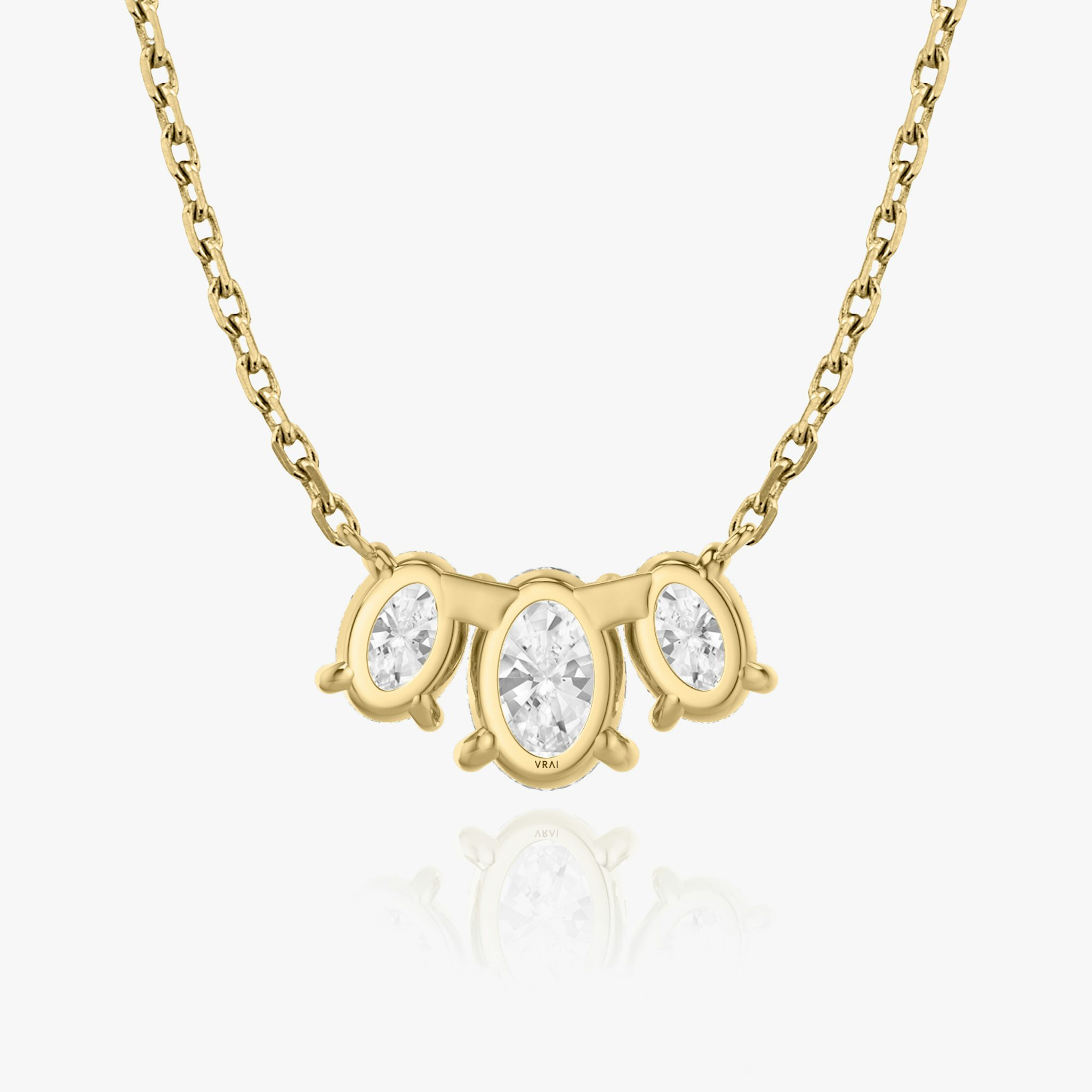 Arc Necklace | Oval | 14k | Yellow Gold | diamondCount: 3 | diamondSize: large | chainLength: 16-18