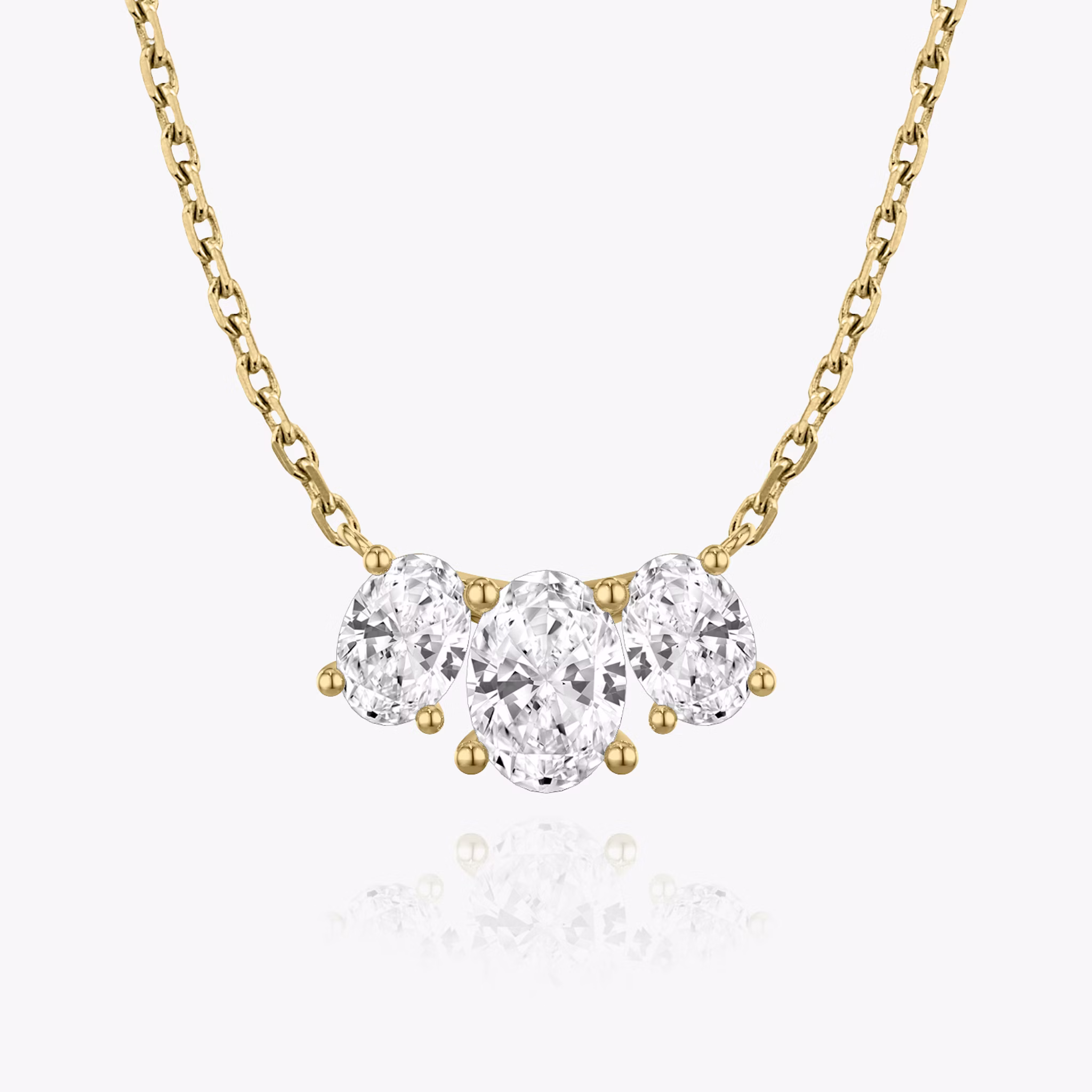 Arc Necklace | Oval | 14k | Yellow Gold | diamondCount: 3 | diamondSize: large | chainLength: 16-18