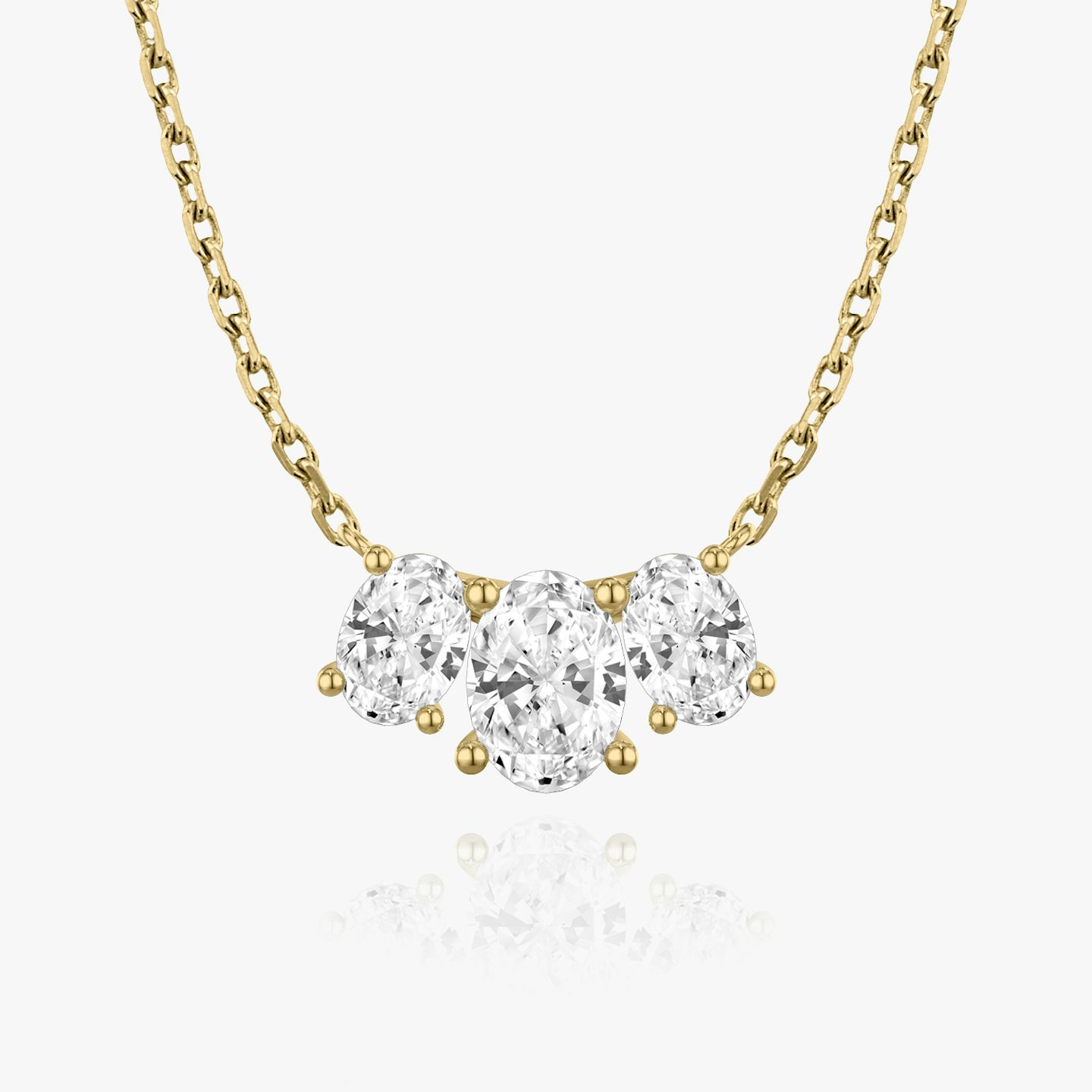 Arc Necklace | Oval | 14k | Yellow Gold | diamondCount: 3 | diamondSize: large | chainLength: 16-18