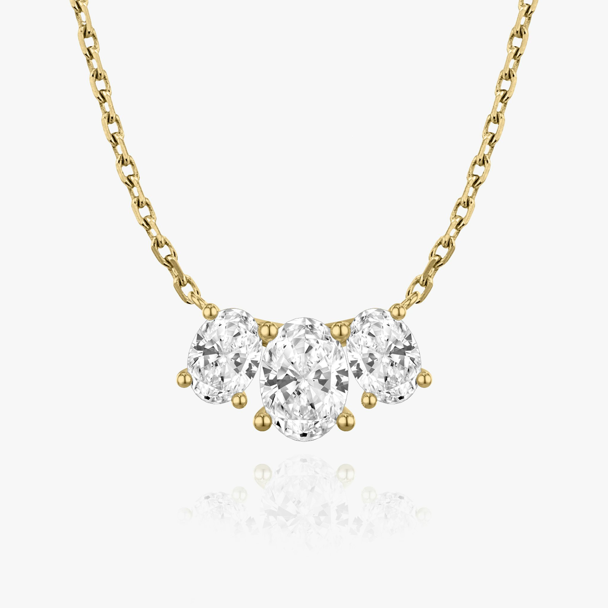 Arc Necklace | Oval | 14k | Yellow Gold | diamondCount: 3 | diamondSize: large | chainLength: 16-18