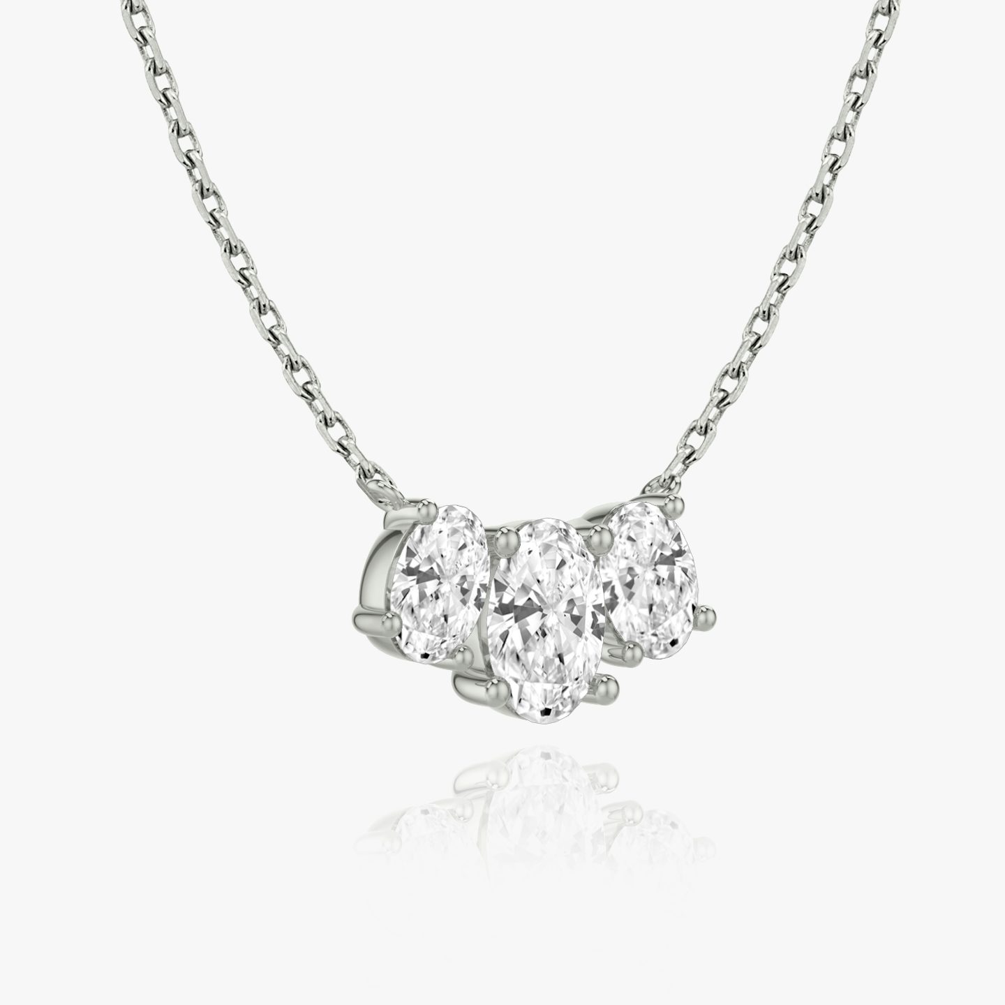 Arc Necklace | Oval | 14k | White Gold | diamondCount: 3 | diamondSize: large | chainLength: 16-18