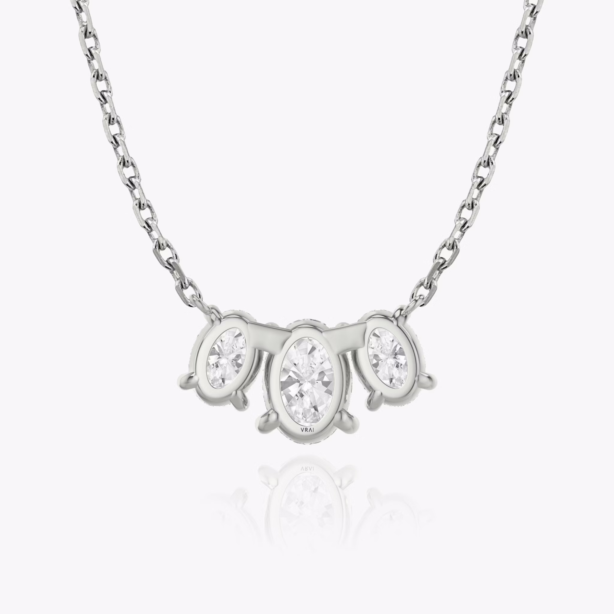 Arc Necklace | Oval | 14k | White Gold | diamondCount: 3 | diamondSize: large | chainLength: 16-18