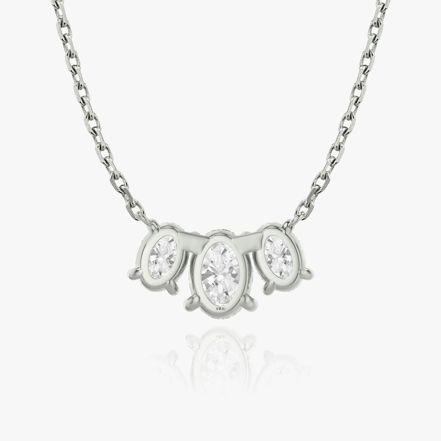 Arc Necklace | Oval | 14k | White Gold | diamondCount: 3 | diamondSize: large | chainLength: 16-18