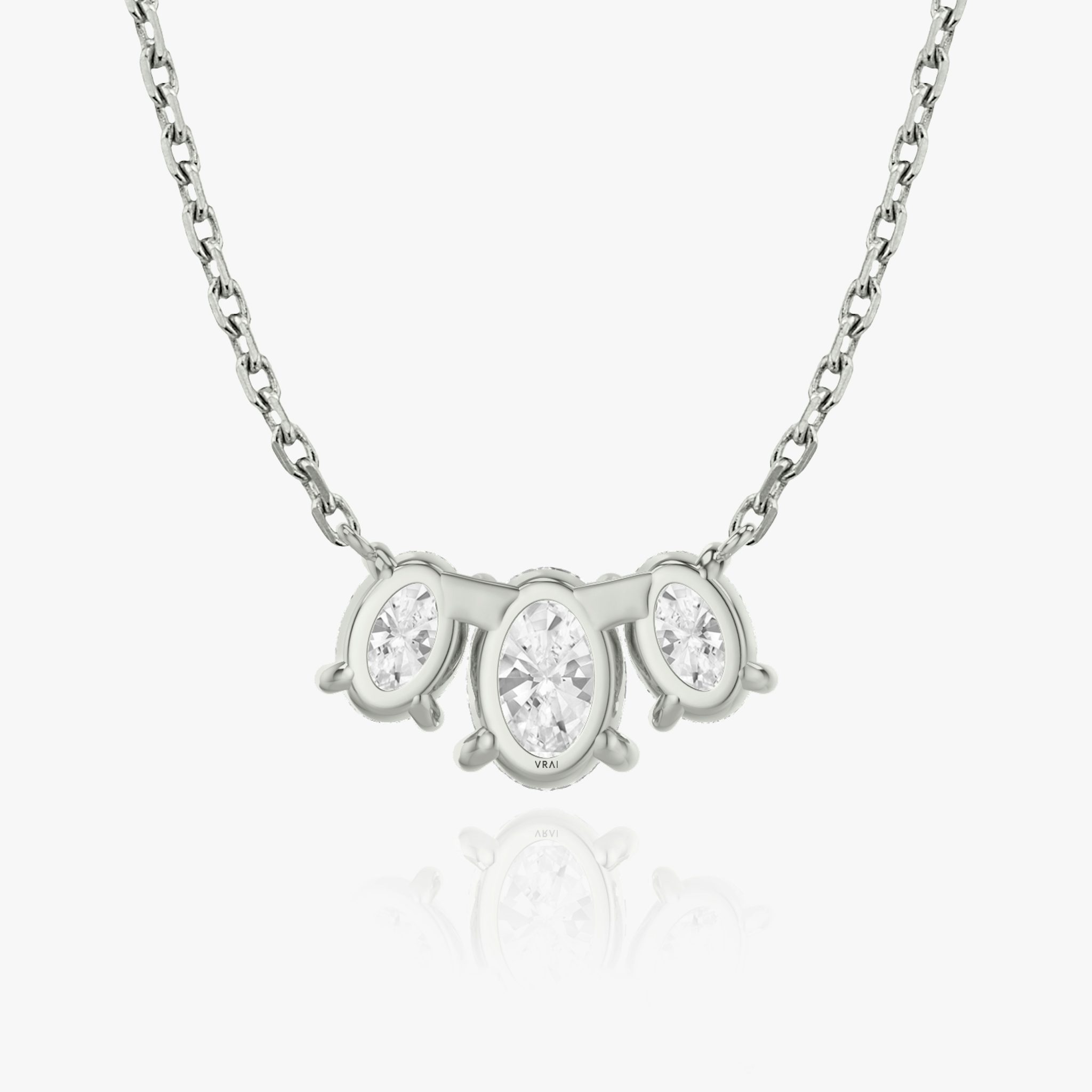 Arc Necklace | Oval | 14k | White Gold | diamondCount: 3 | diamondSize: large | chainLength: 16-18