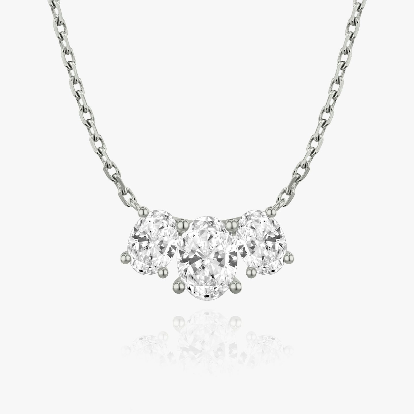 Arc Necklace | Oval | 14k | White Gold | diamondCount: 3 | diamondSize: large | chainLength: 16-18