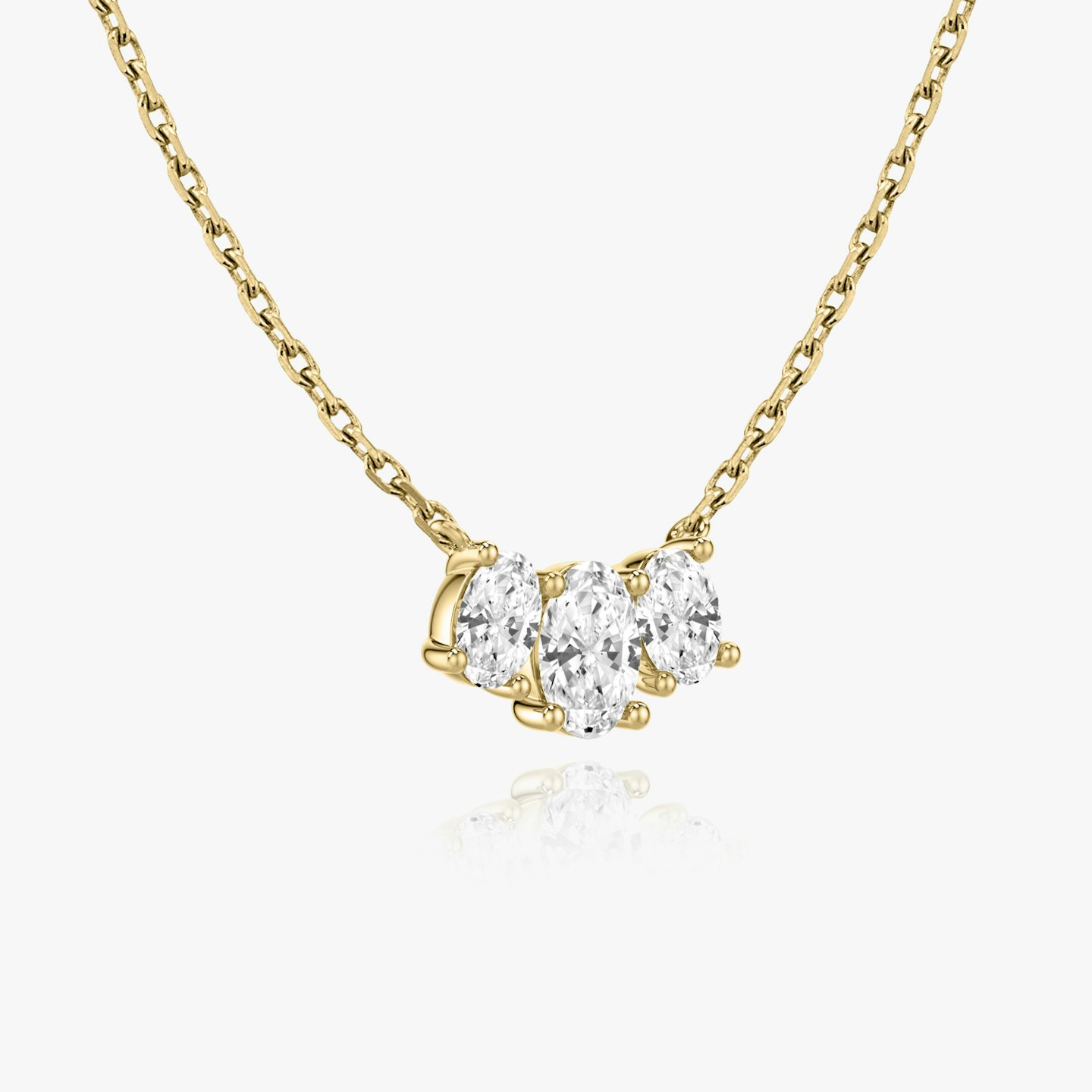 Arc Necklace | Oval | 14k | Yellow Gold | diamondCount: 3 | diamondSize: original | chainLength: 16-18