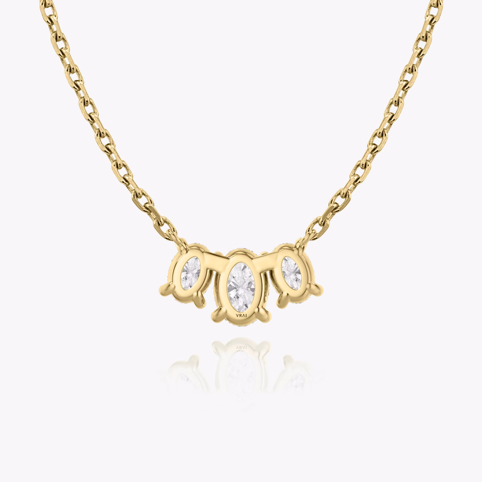 Arc Necklace | Oval | 14k | Yellow Gold | diamondCount: 3 | diamondSize: original | chainLength: 16-18