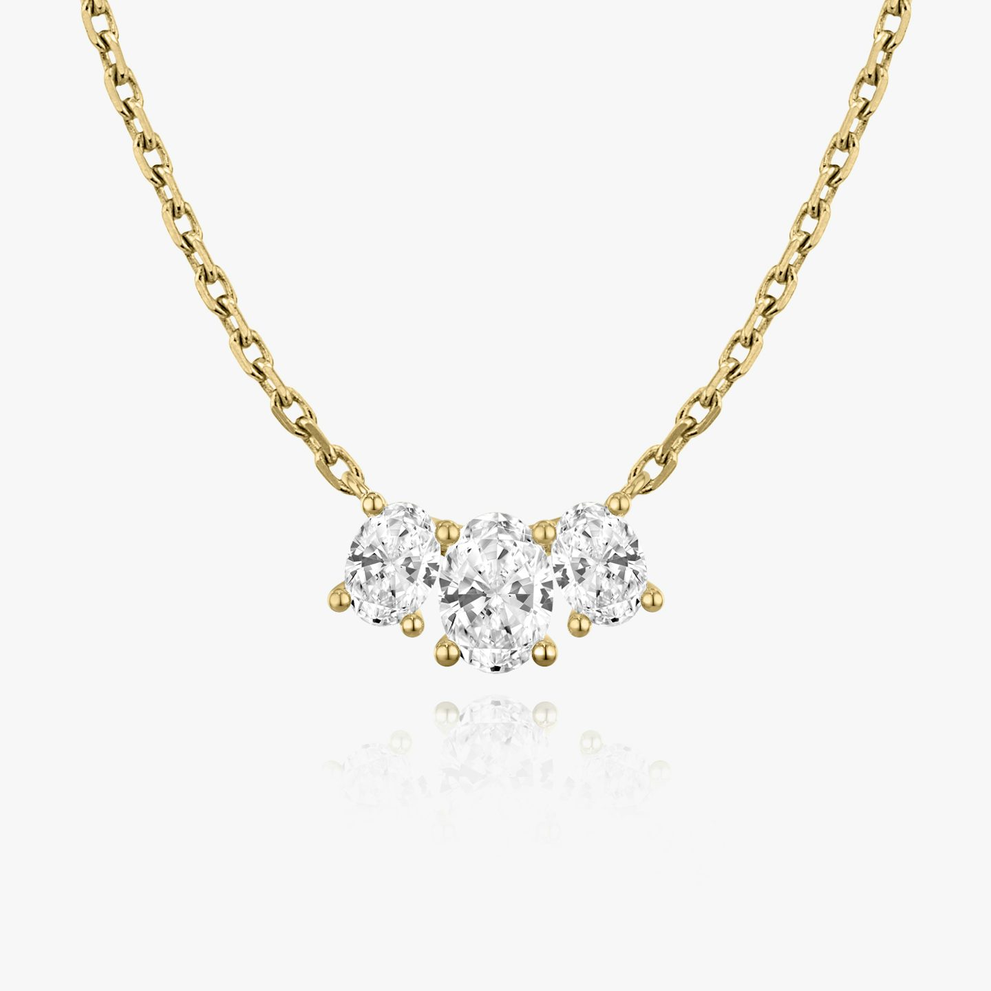 Arc Necklace | Oval | 14k | Yellow Gold | diamondCount: 3 | diamondSize: original | chainLength: 16-18