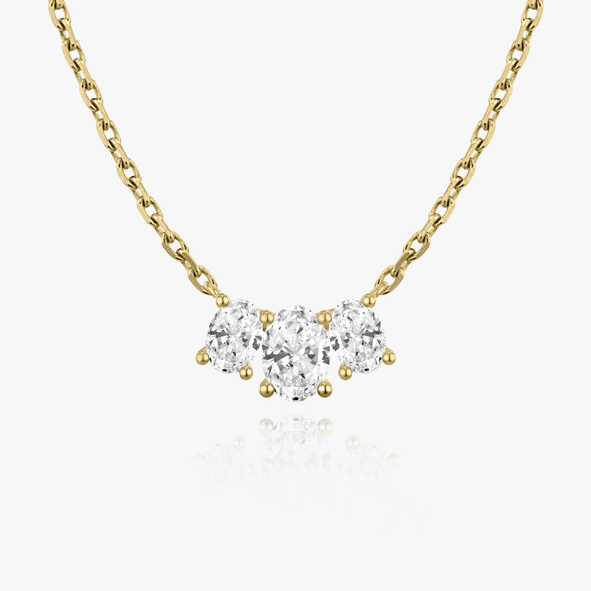 Arc Necklace | Oval | 14k | Yellow Gold | diamondCount: 3 | diamondSize: original | chainLength: 16-18