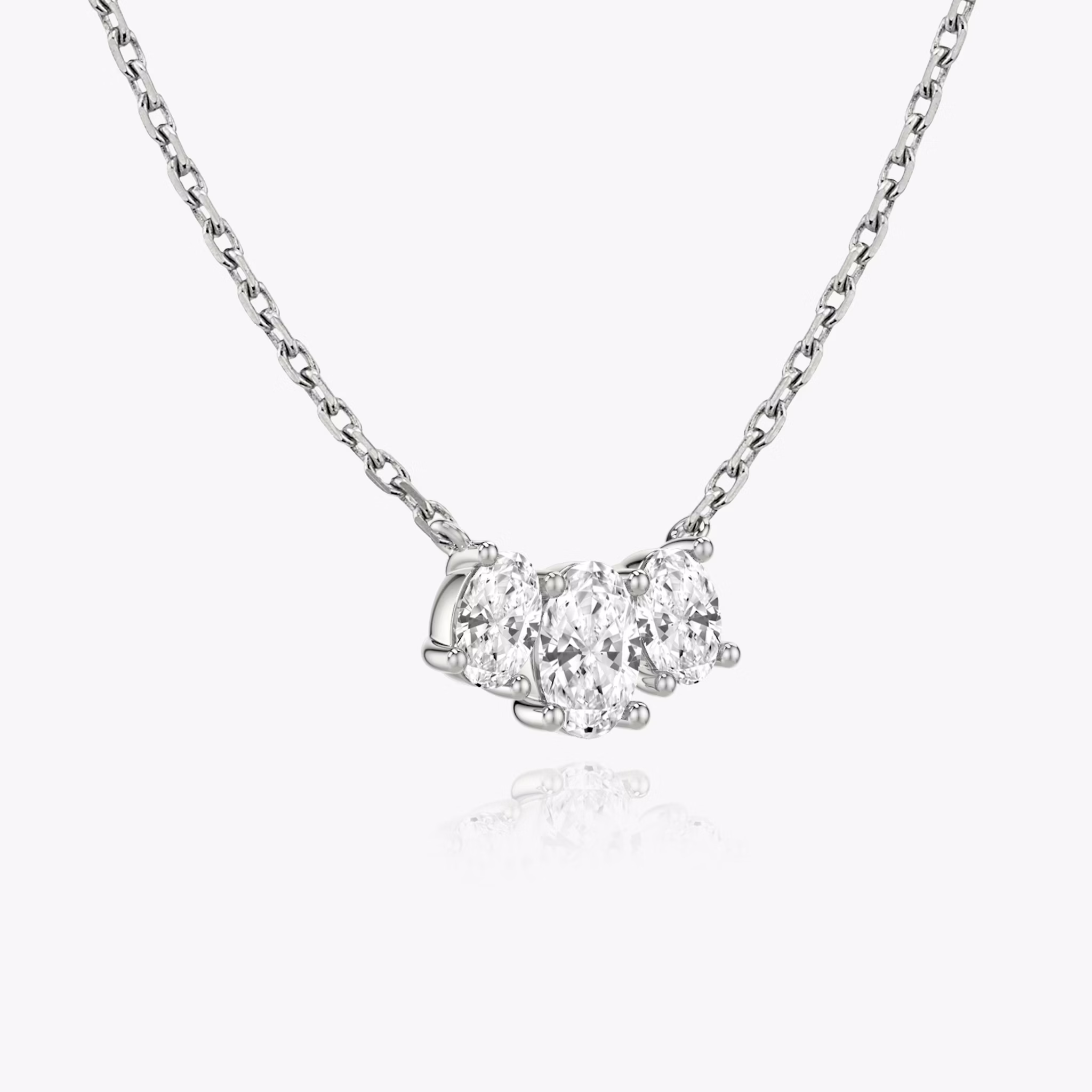 Arc Necklace | Oval | 14k | White Gold | diamondCount: 3 | diamondSize: original | chainLength: 16-18