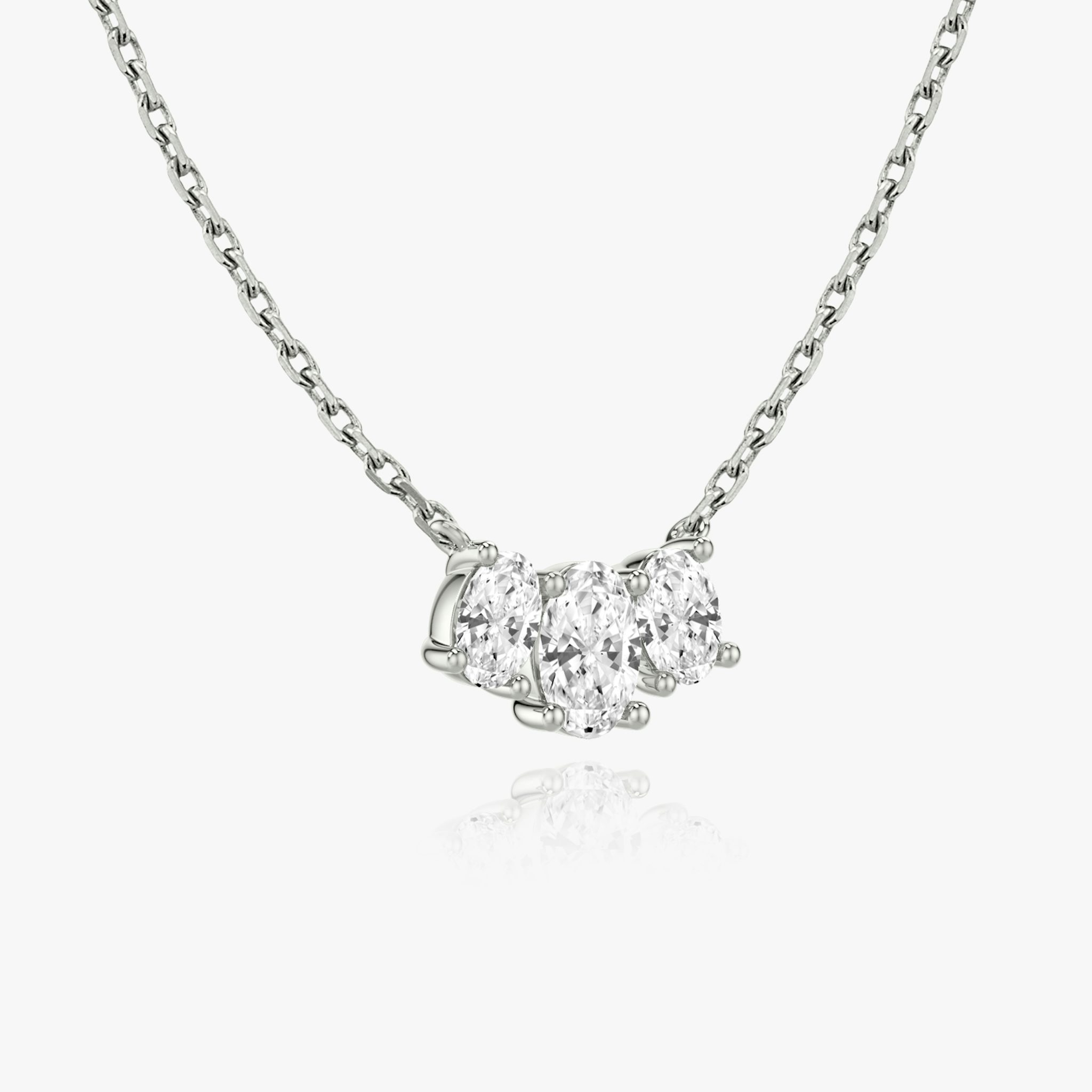 Arc Necklace | Oval | 14k | White Gold | diamondCount: 3 | diamondSize: original | chainLength: 16-18