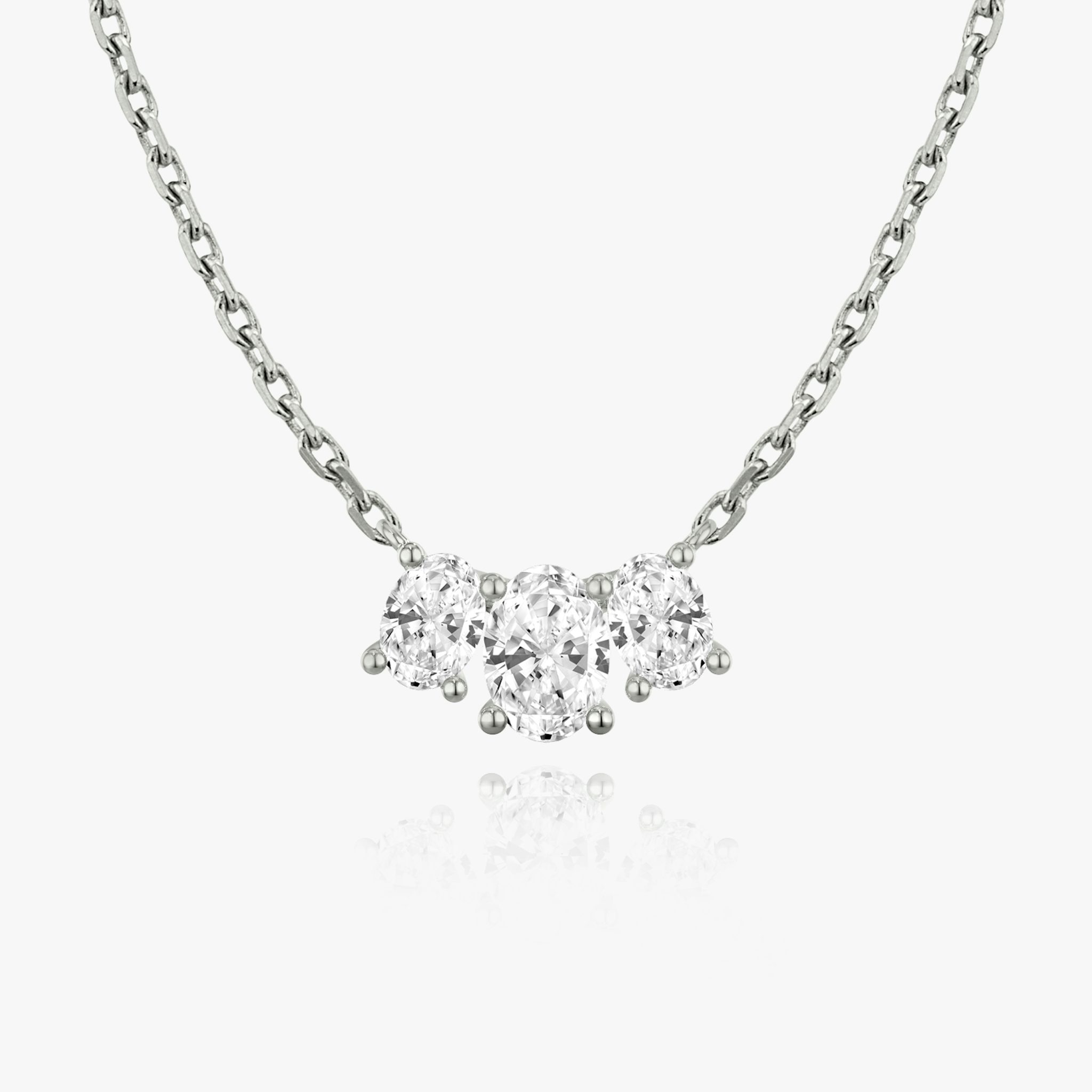 Arc Necklace | Oval | 14k | White Gold | diamondCount: 3 | diamondSize: original | chainLength: 16-18