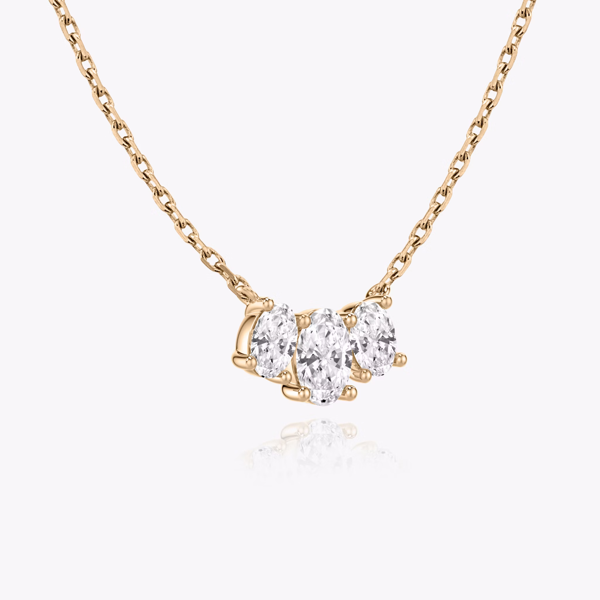 Arc Necklace | Oval | 14k | Rose Gold | diamondCount: 3 | diamondSize: original | chainLength: 16-18
