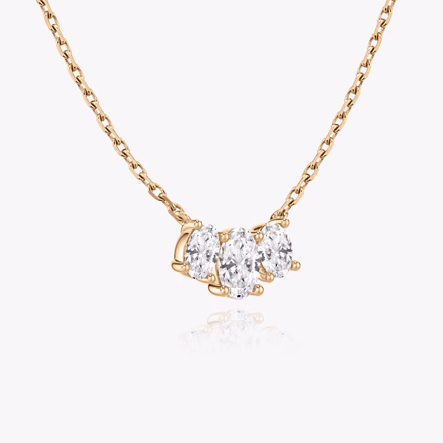 Arc Necklace | Oval | 14k | Rose Gold | diamondCount: 3 | diamondSize: original | chainLength: 16-18