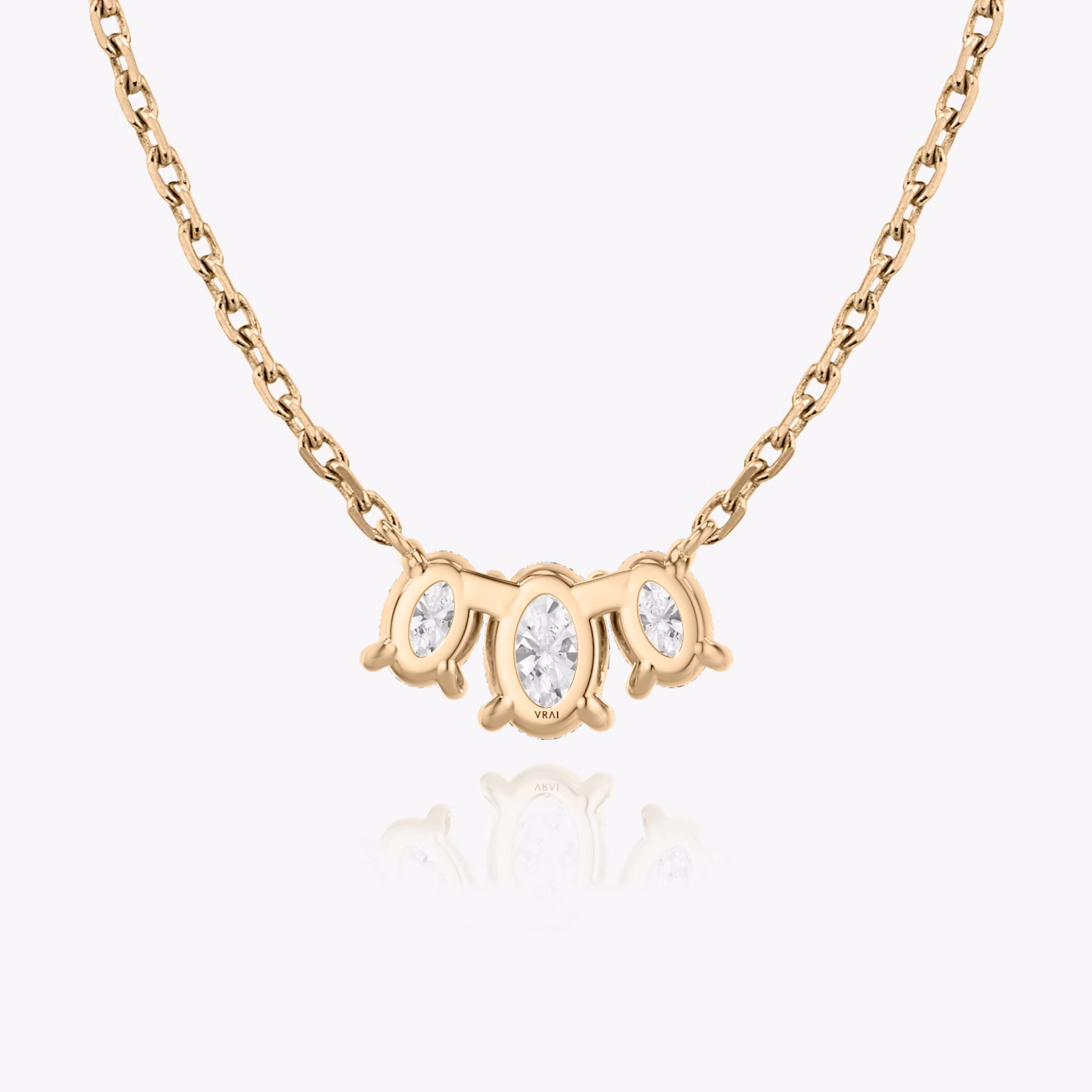 Arc Necklace | Oval | 14k | Rose Gold | diamondCount: 3 | diamondSize: original | chainLength: 16-18