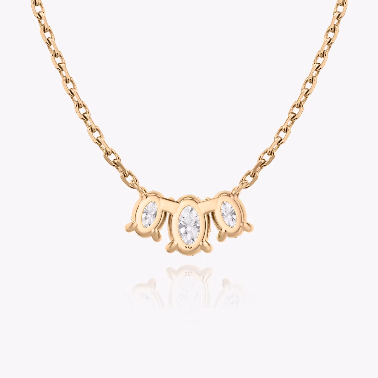 Arc Necklace | Oval | 14k | Rose Gold | diamondCount: 3 | diamondSize: original | chainLength: 16-18