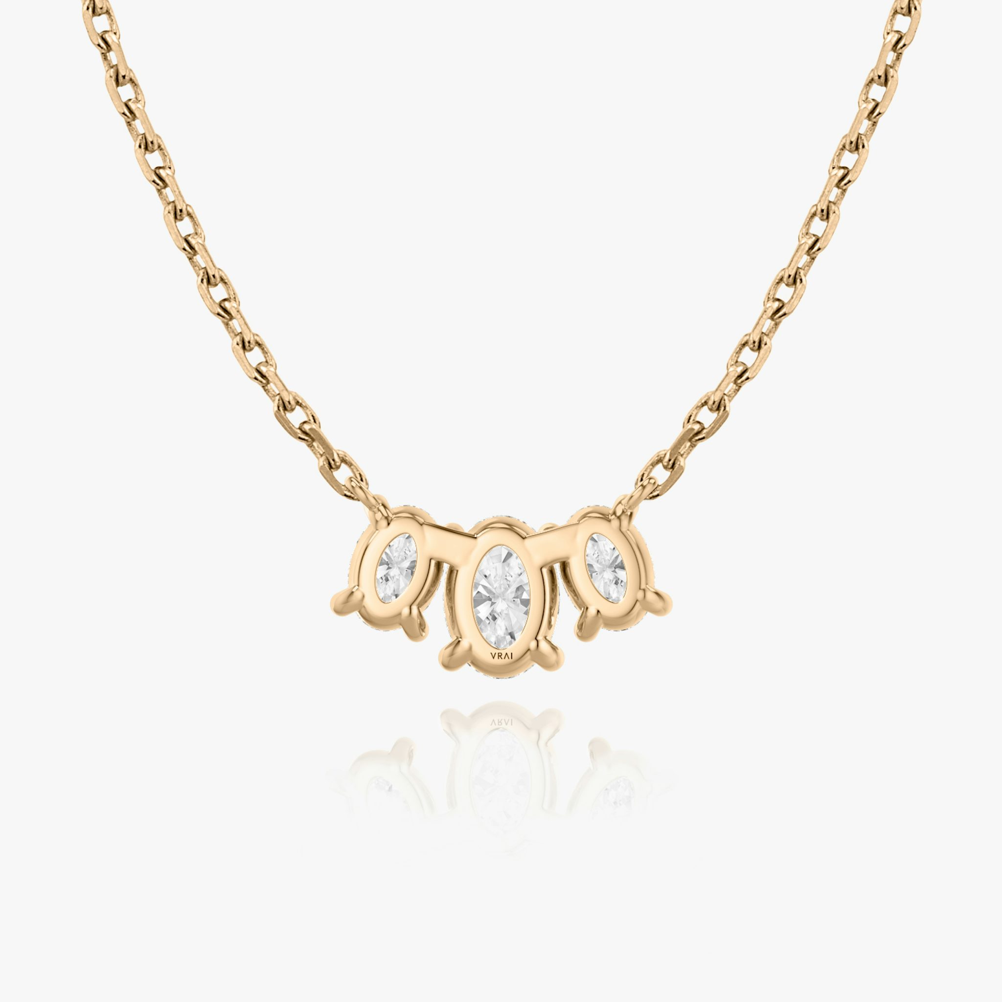 Arc Necklace | Oval | 14k | Rose Gold | diamondCount: 3 | diamondSize: original | chainLength: 16-18