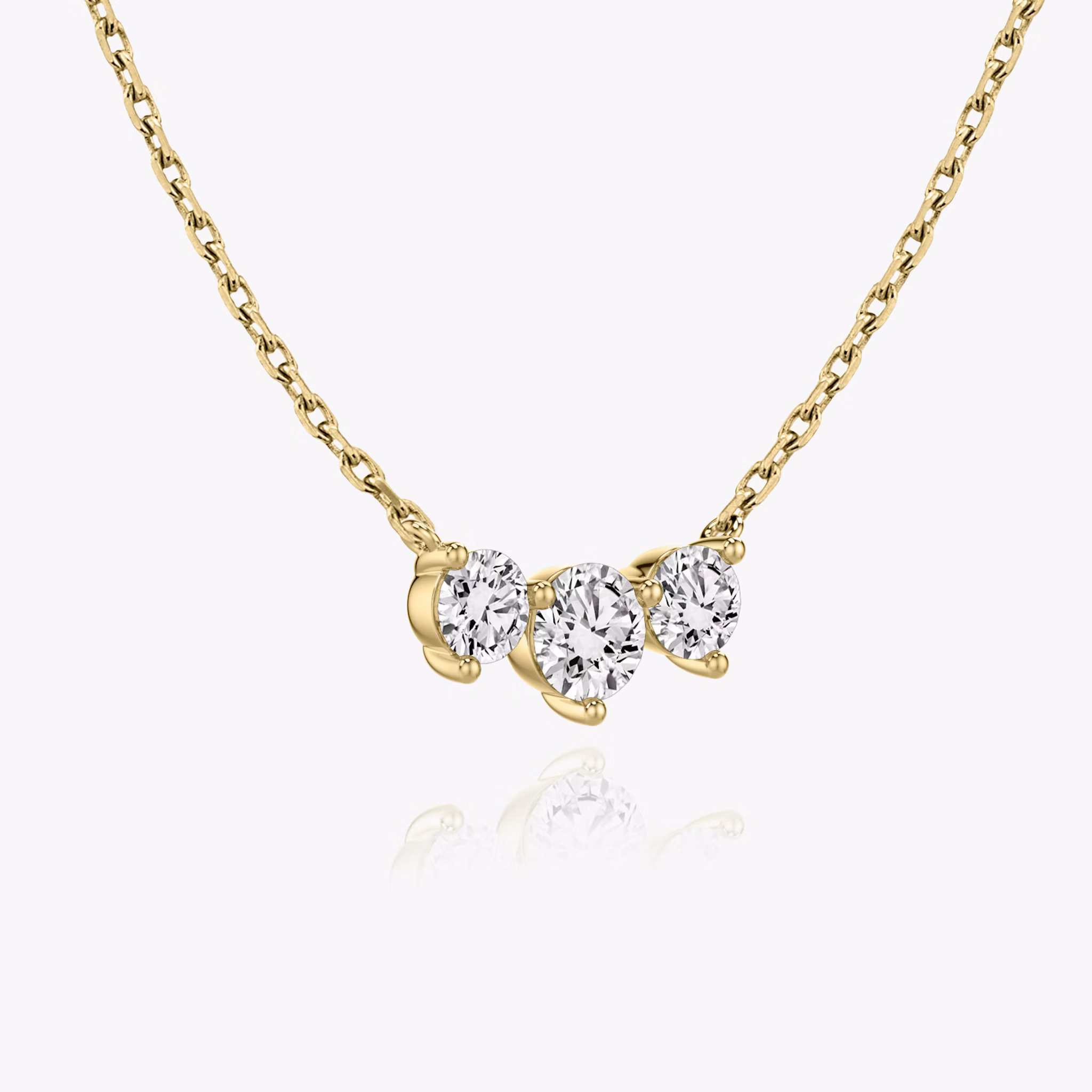 Arc Necklace | Round Brilliant | 14k | Yellow Gold | diamondCount: 3 | diamondSize: original | chainLength: 16-18