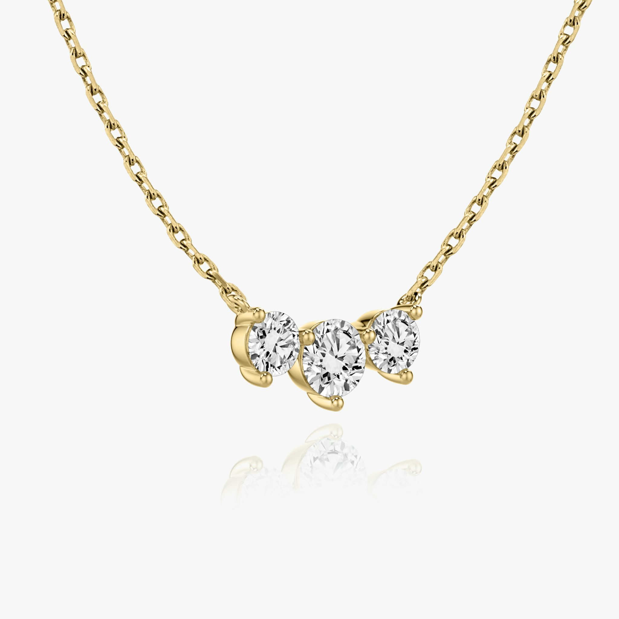 Arc Necklace | Round Brilliant | 14k | Yellow Gold | diamondCount: 3 | diamondSize: original | chainLength: 16-18