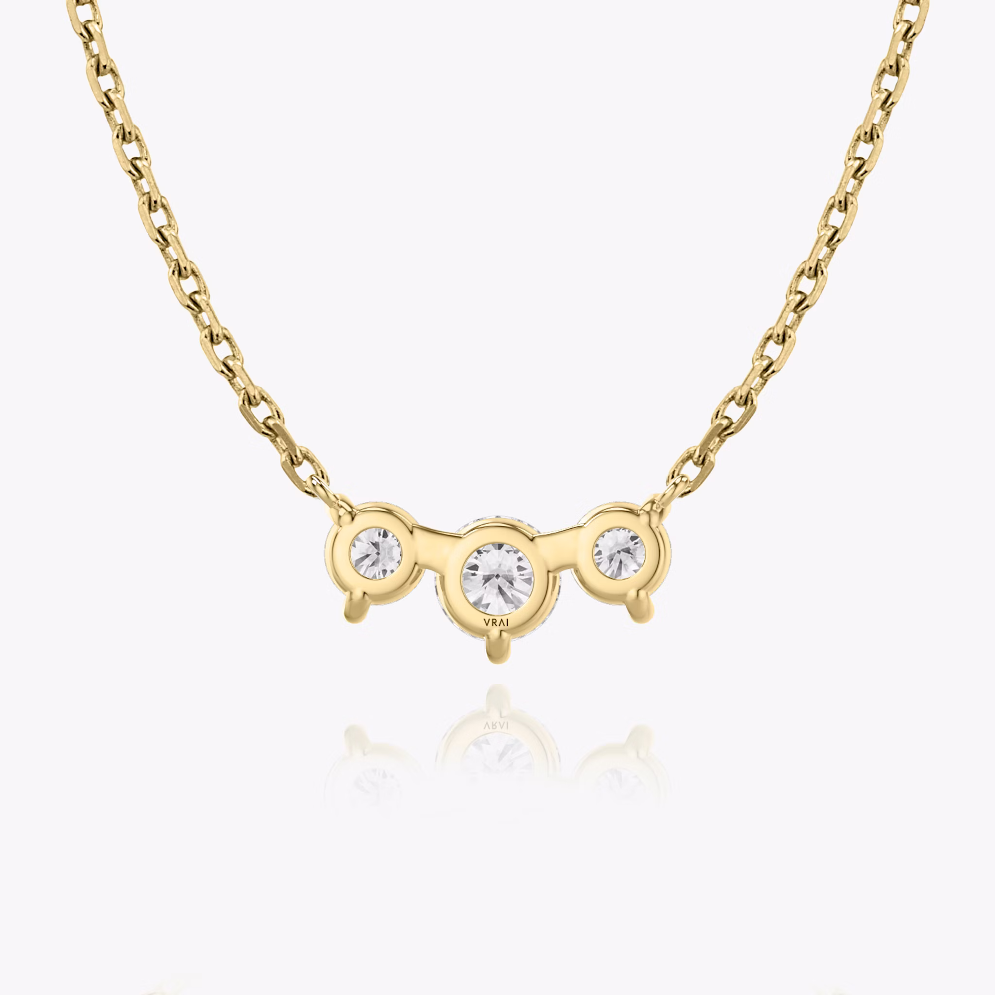 Arc Necklace | Round Brilliant | 14k | Yellow Gold | diamondCount: 3 | diamondSize: original | chainLength: 16-18